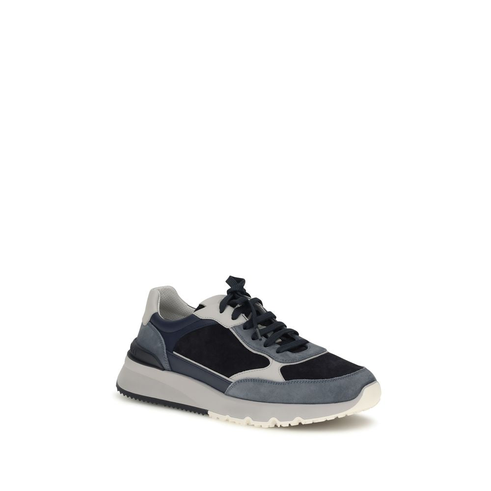 Brunello Cucinelli Blue Calf Leather Bos Taurus Athletic Sneakers Brunello Cucinelli