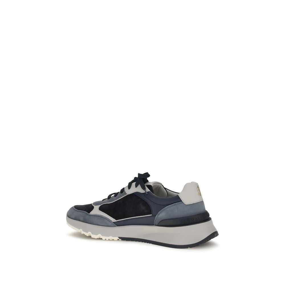 Brunello Cucinelli Blue Calf Leather Bos Taurus Athletic Sneakers Brunello Cucinelli