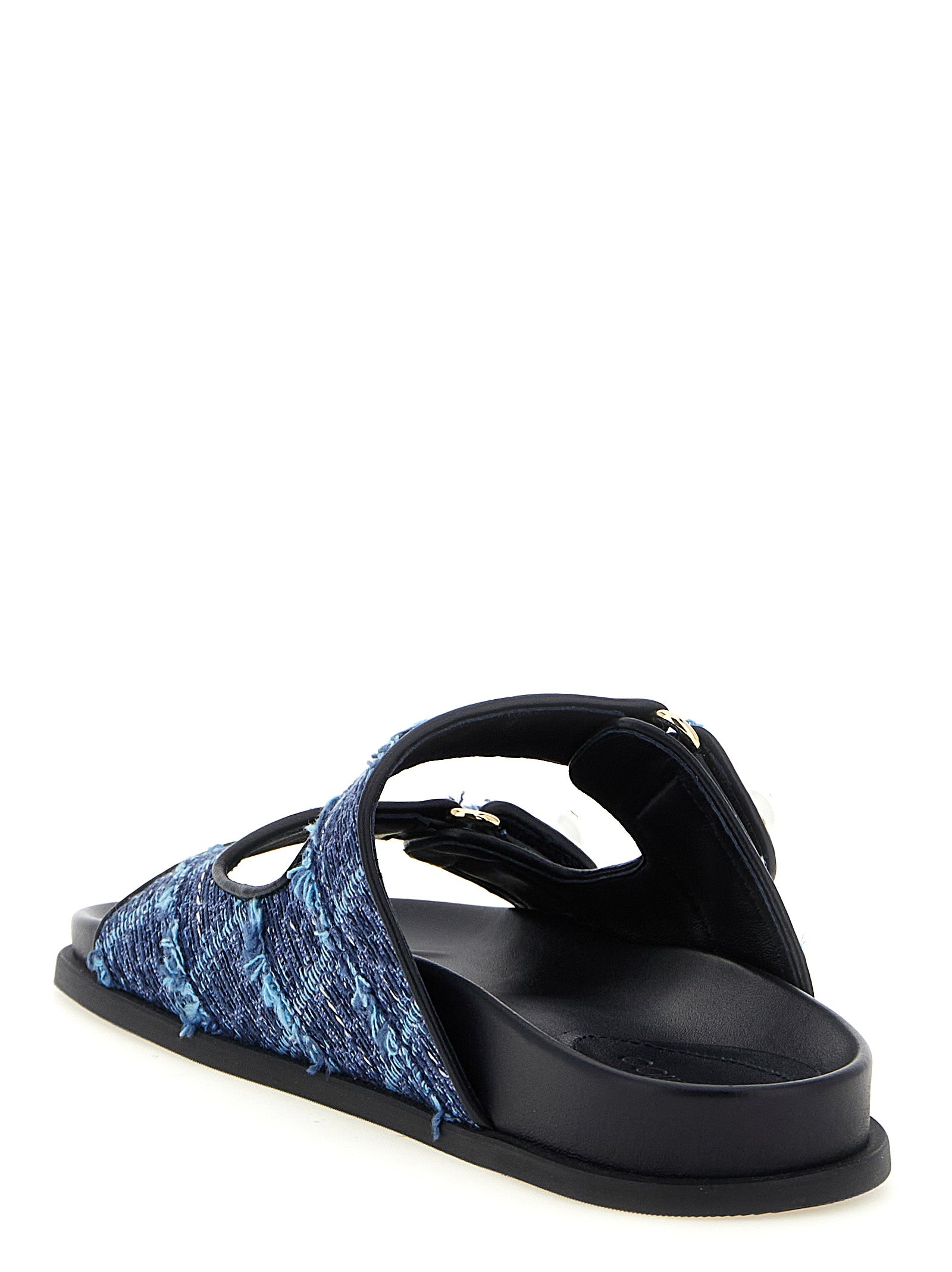 Jimmy Choo Blue Tencel Slides Jimmy Choo