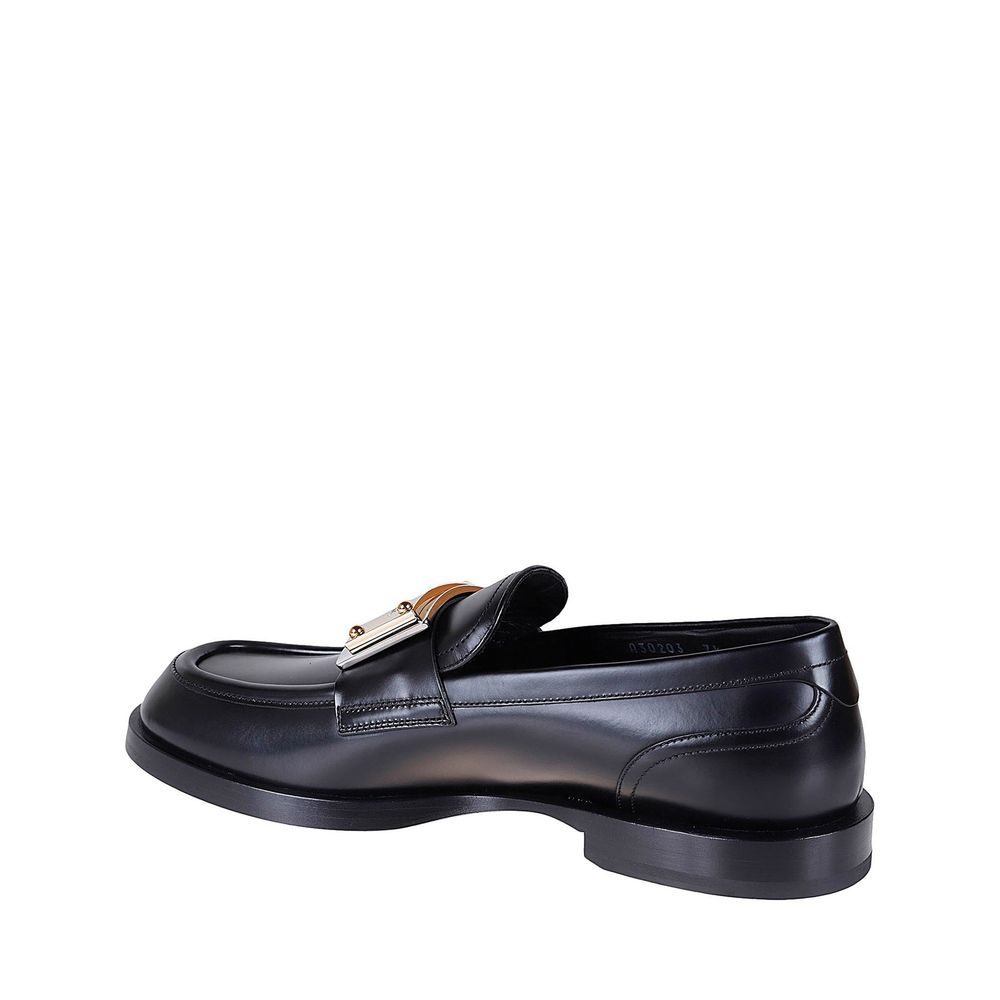 Dolce & Gabbana Black Calfskin Slip-On Loafers Dolce & Gabbana