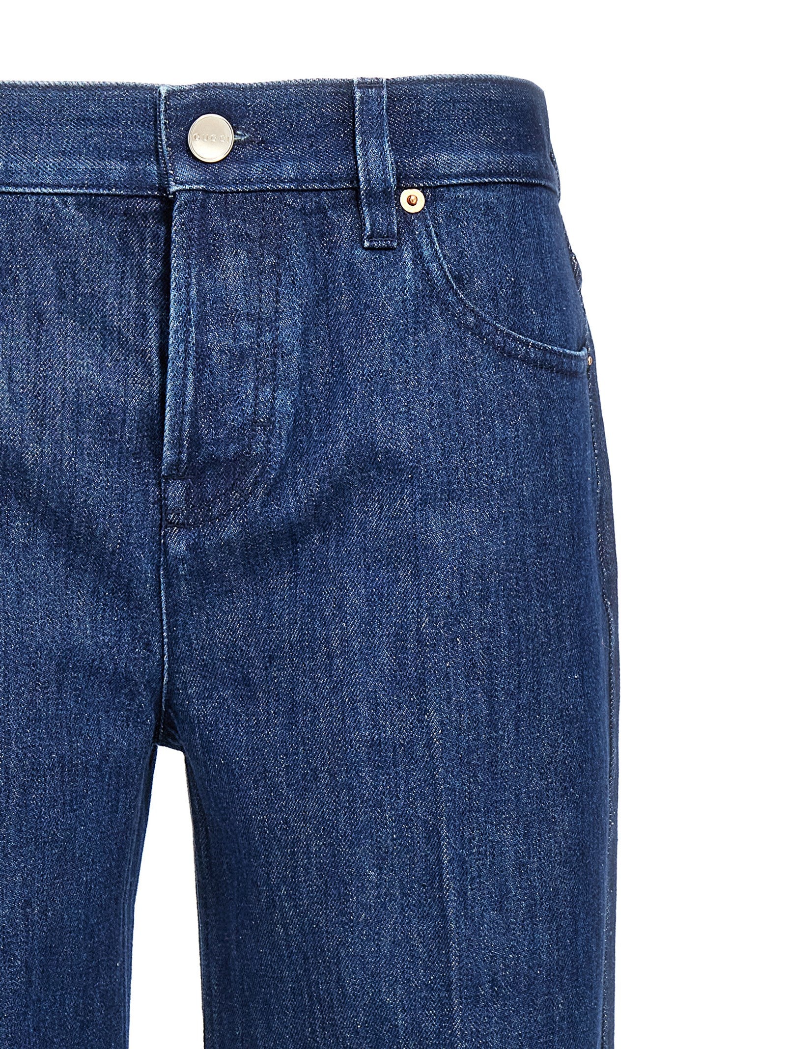 Gucci Blue Cotton Straight-Leg Jeans Gucci