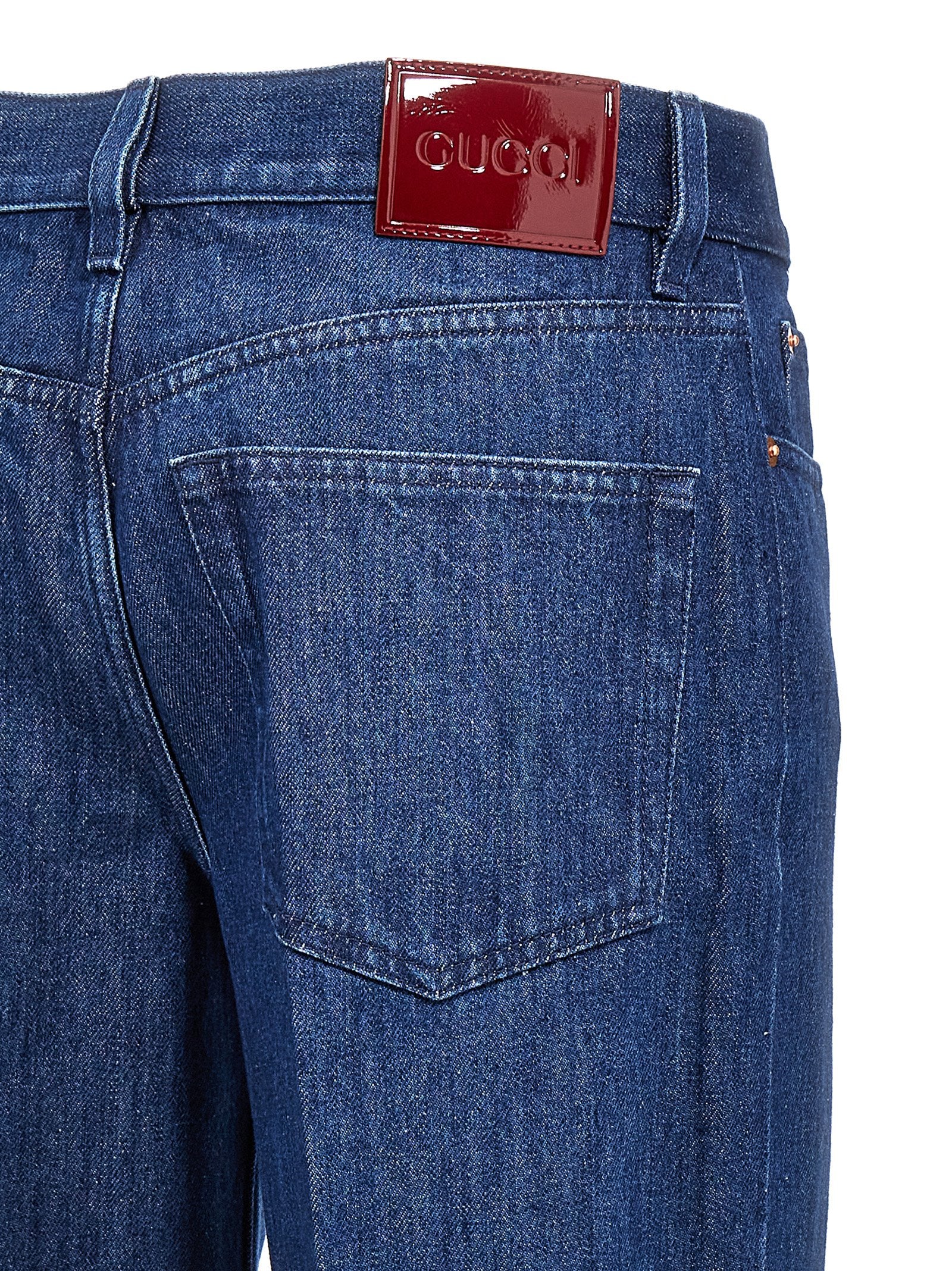 Gucci Blue Cotton Straight-Leg Jeans Gucci