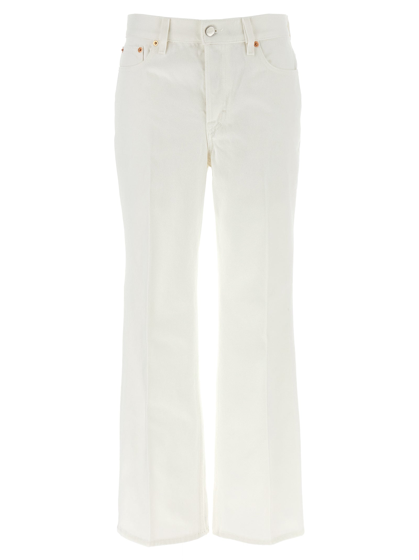 Gucci White Cotton Cropped Jeans Gucci