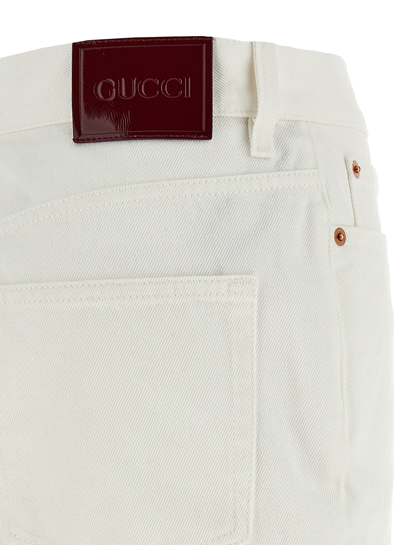 Gucci White Cotton Cropped Jeans Gucci