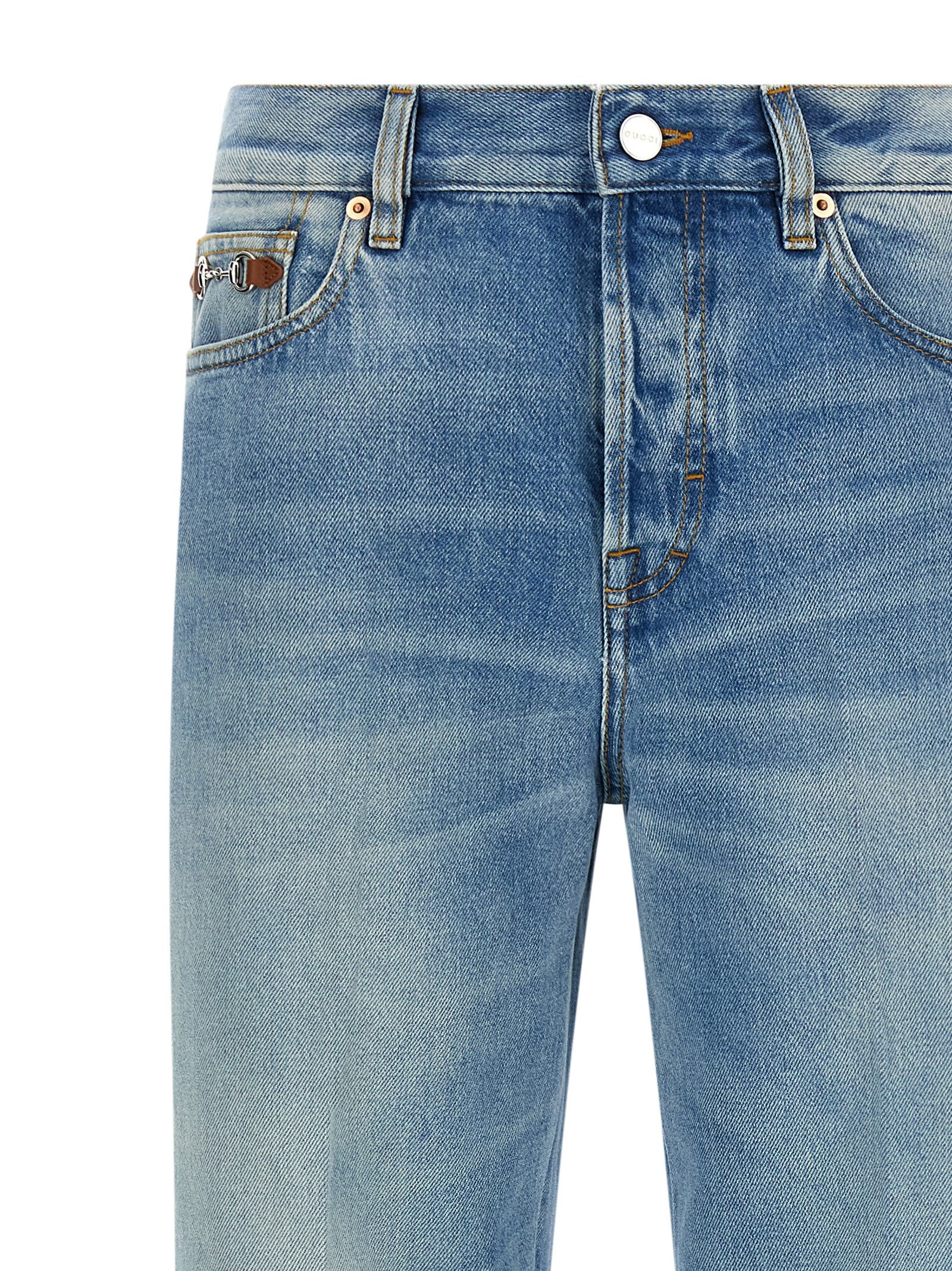 Gucci Blue Cotton Flared Jeans Gucci