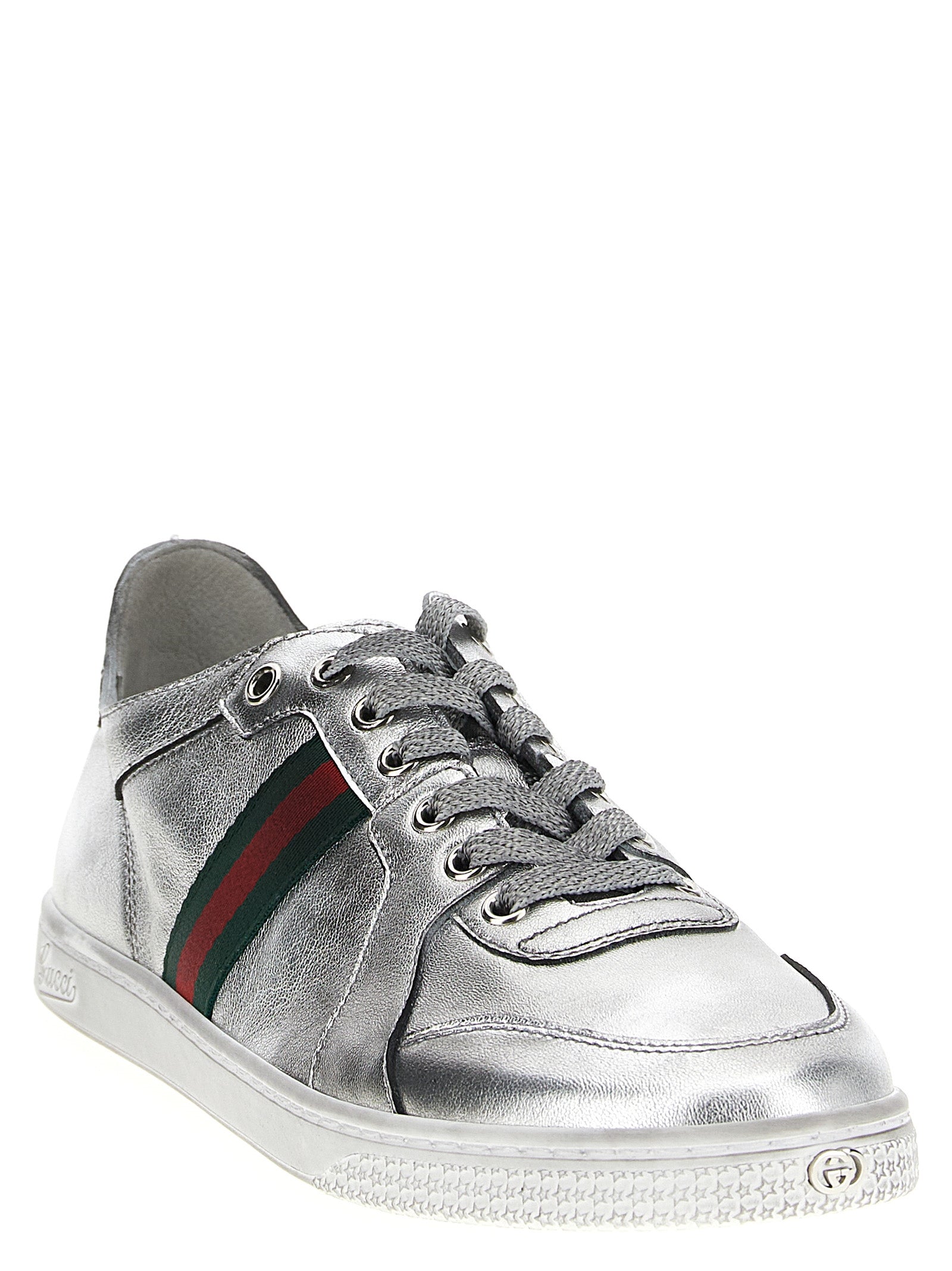 Gucci Silver Lamb Leather Low Top Sneakers Gucci