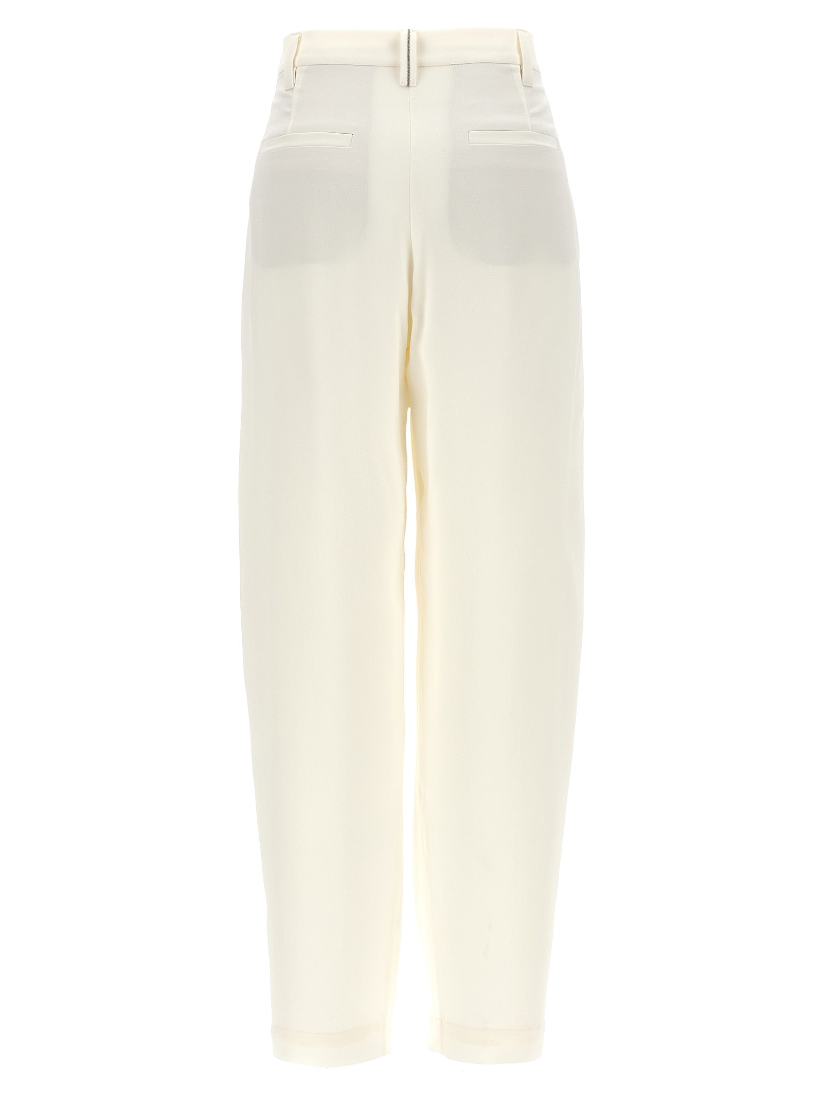 Brunello Cucinelli White Silk Casual Pants Brunello Cucinelli