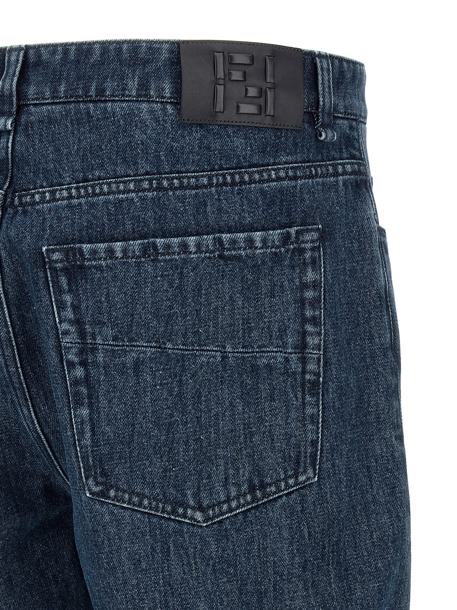 Fendi Blue Cotton Flared Jeans Fendi