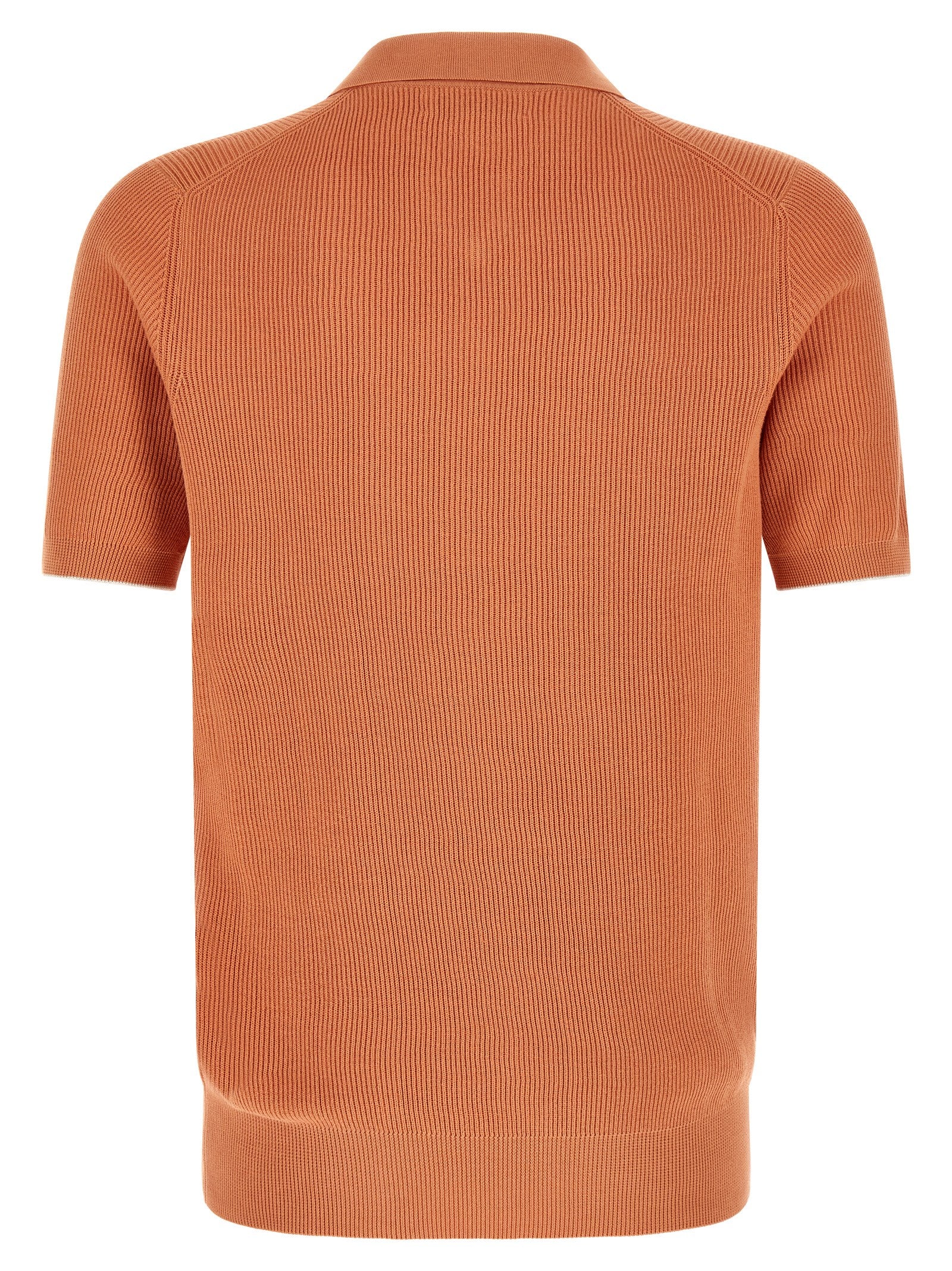 Brunello Cucinelli Orange Cotton Polo Shirt Brunello Cucinelli