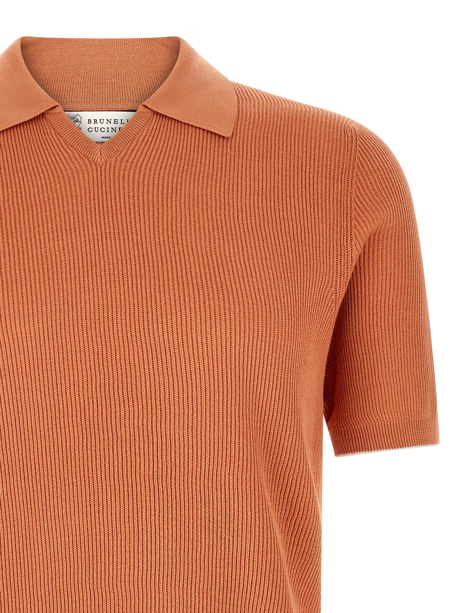 Brunello Cucinelli Orange Cotton Polo Shirt Brunello Cucinelli