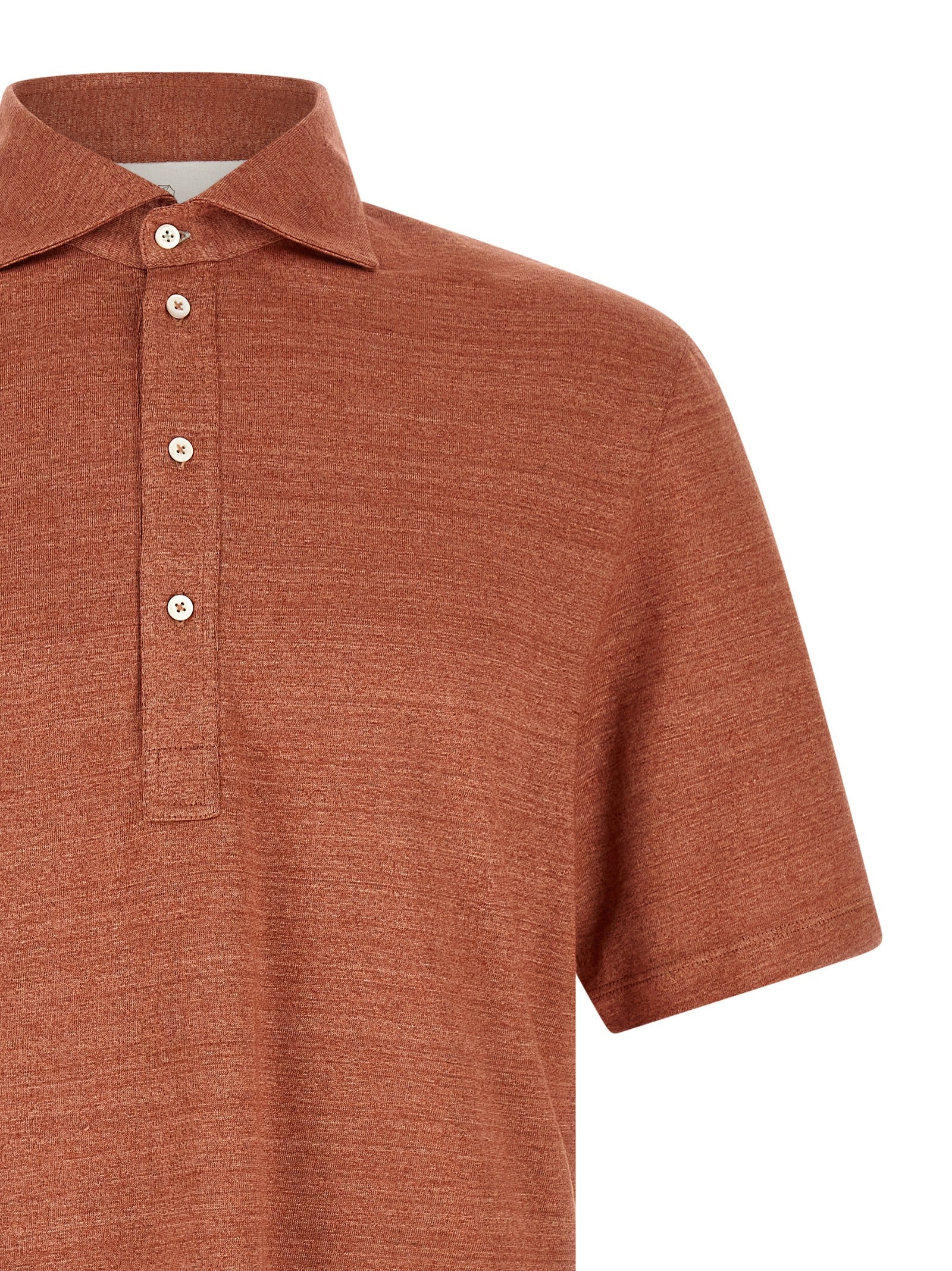 Brunello Cucinelli Orange Linen Polo Shirt Brunello Cucinelli