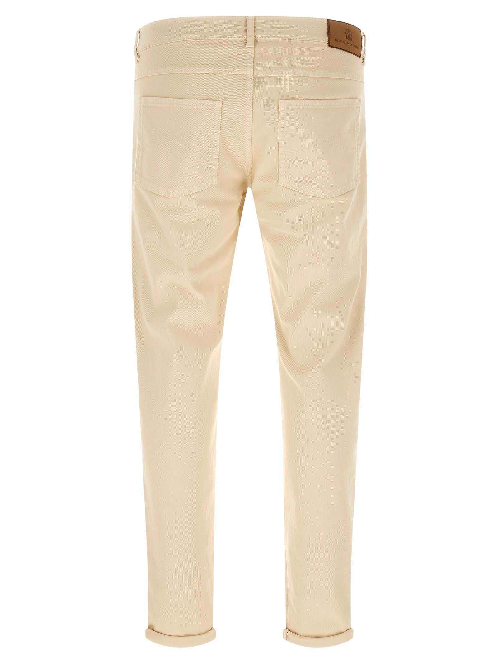 Brunello Cucinelli Beige Cotton Straight-Leg Jeans Brunello Cucinelli