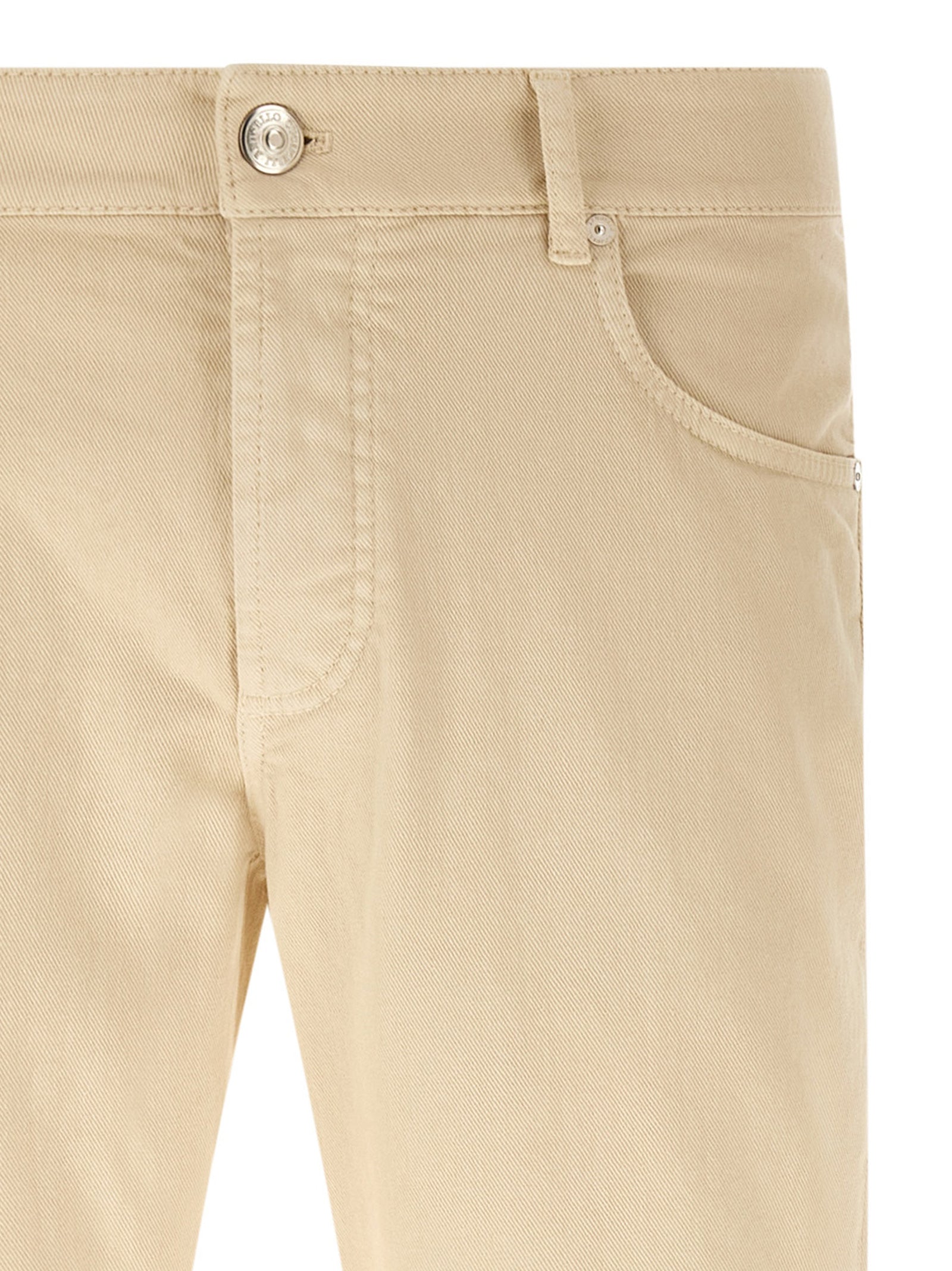 Brunello Cucinelli Beige Cotton Straight-Leg Jeans Brunello Cucinelli