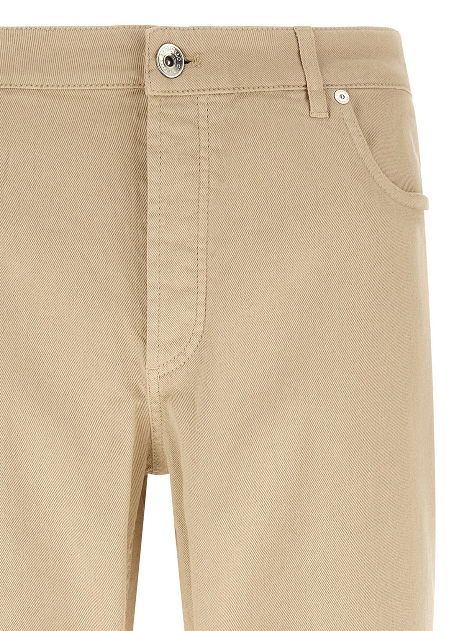 Brunello Cucinelli Beige Cotton Tapered Jeans Brunello Cucinelli