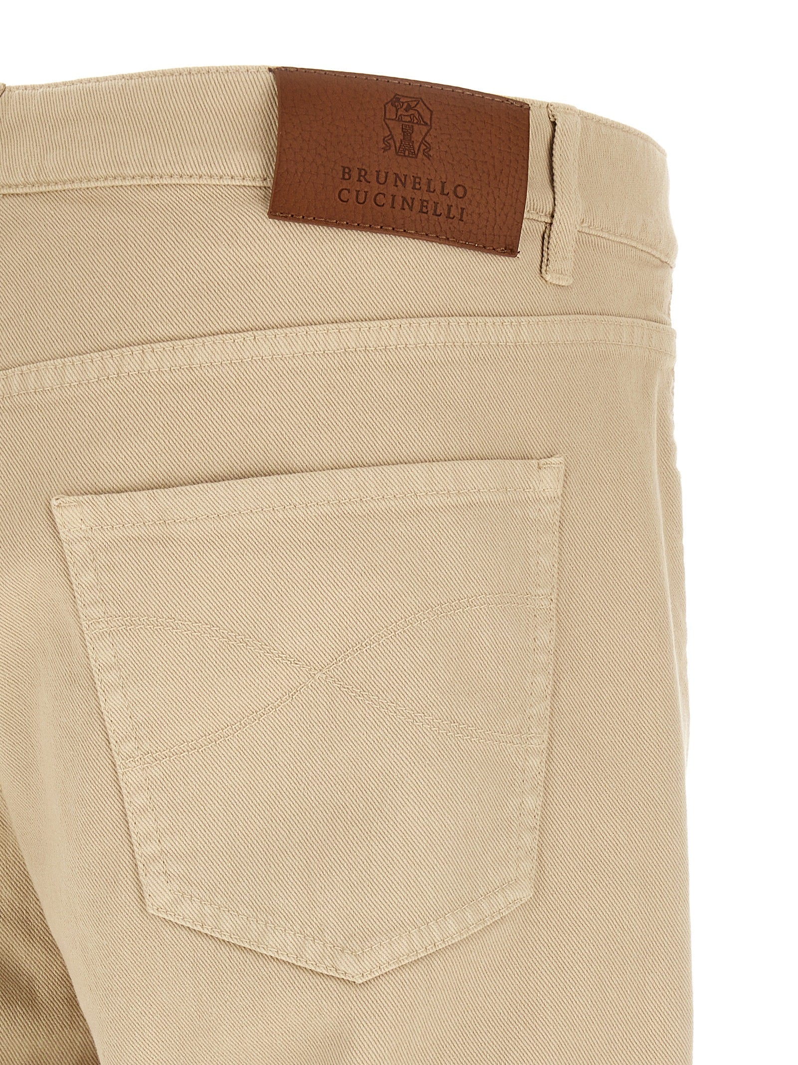 Brunello Cucinelli Beige Cotton Tapered Jeans Brunello Cucinelli