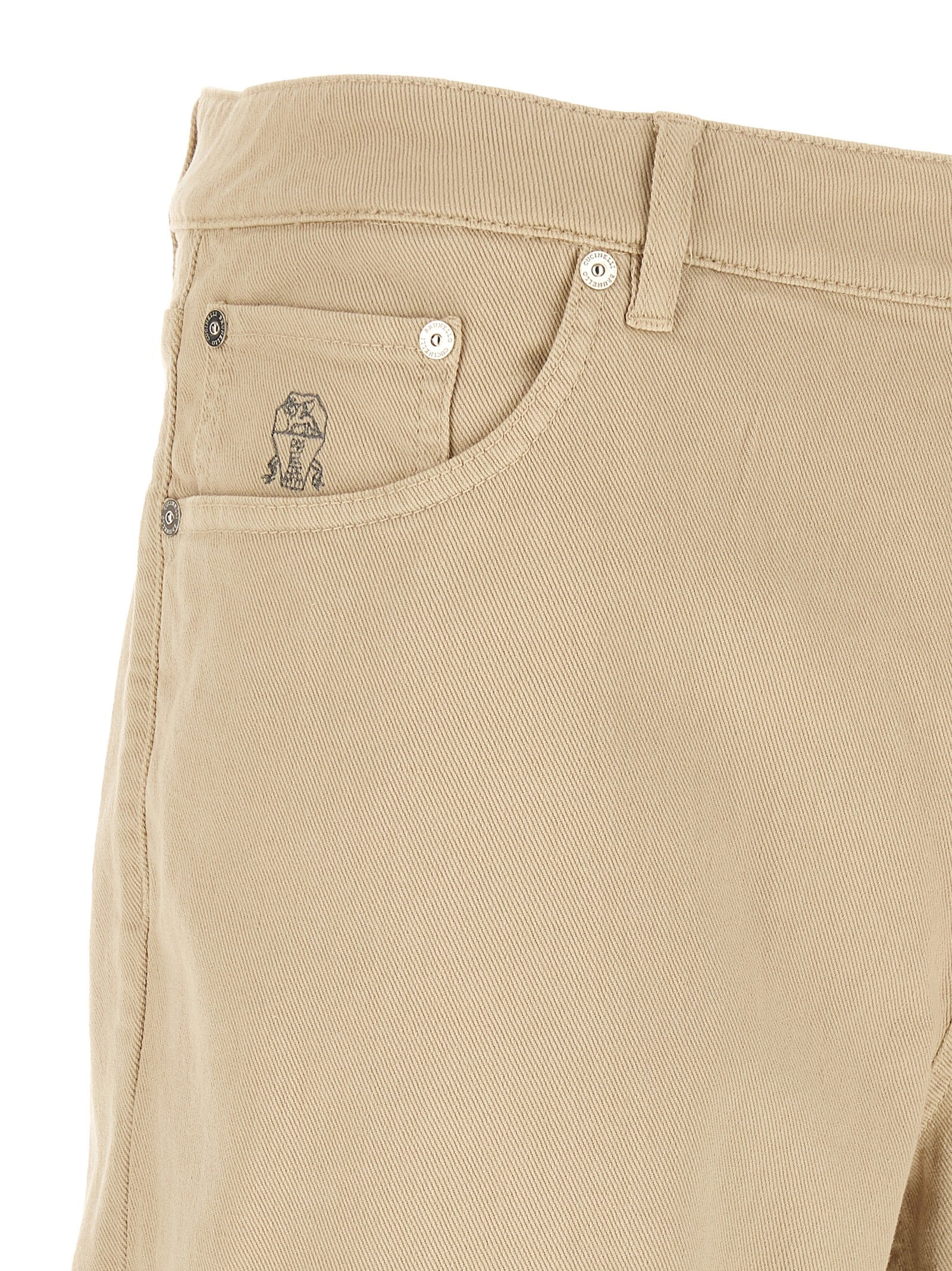 Brunello Cucinelli Beige Cotton Tapered Jeans Brunello Cucinelli