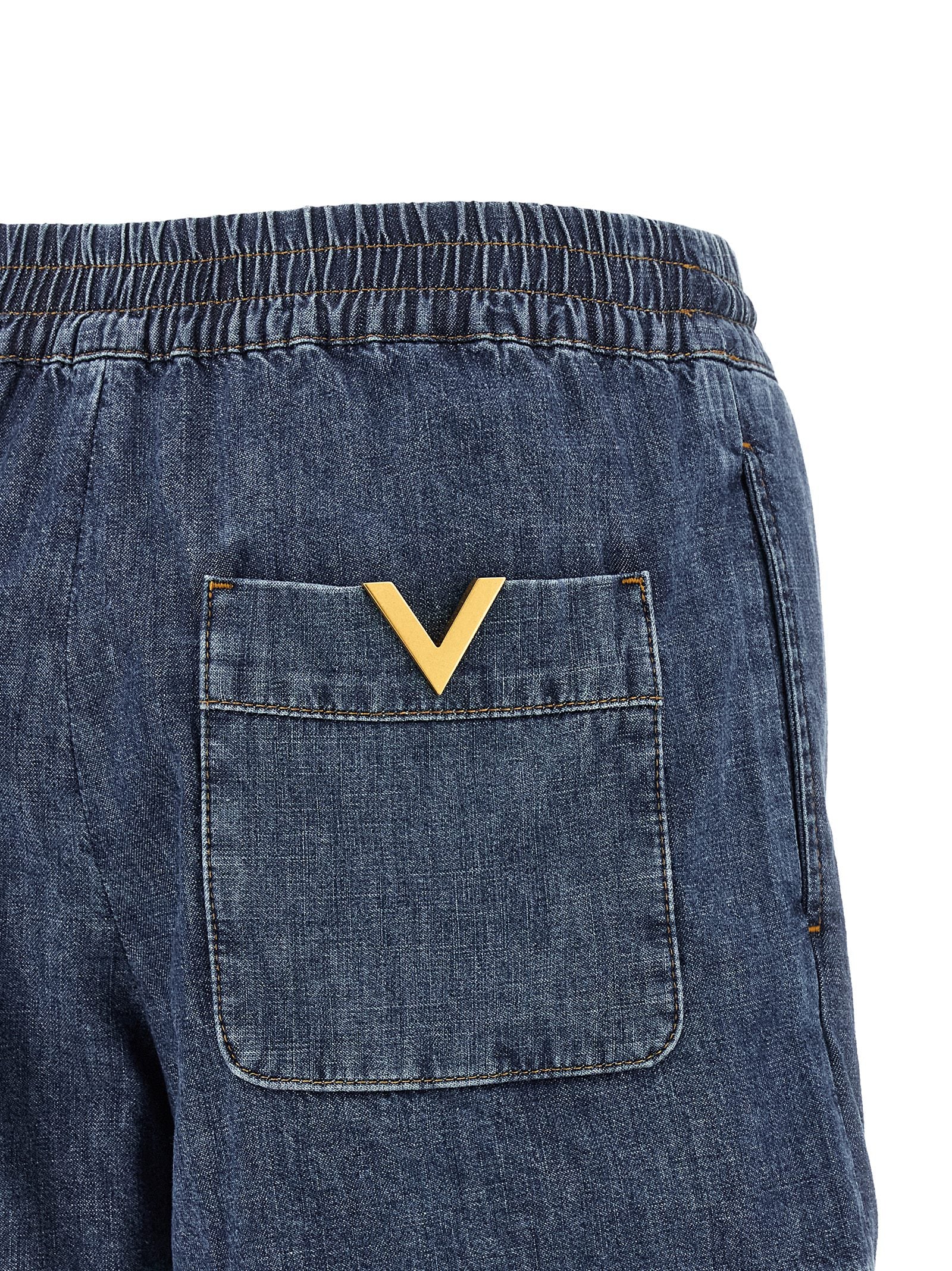 Valentino Garavani Blue Cotton Bermuda Shorts Valentino Garavani