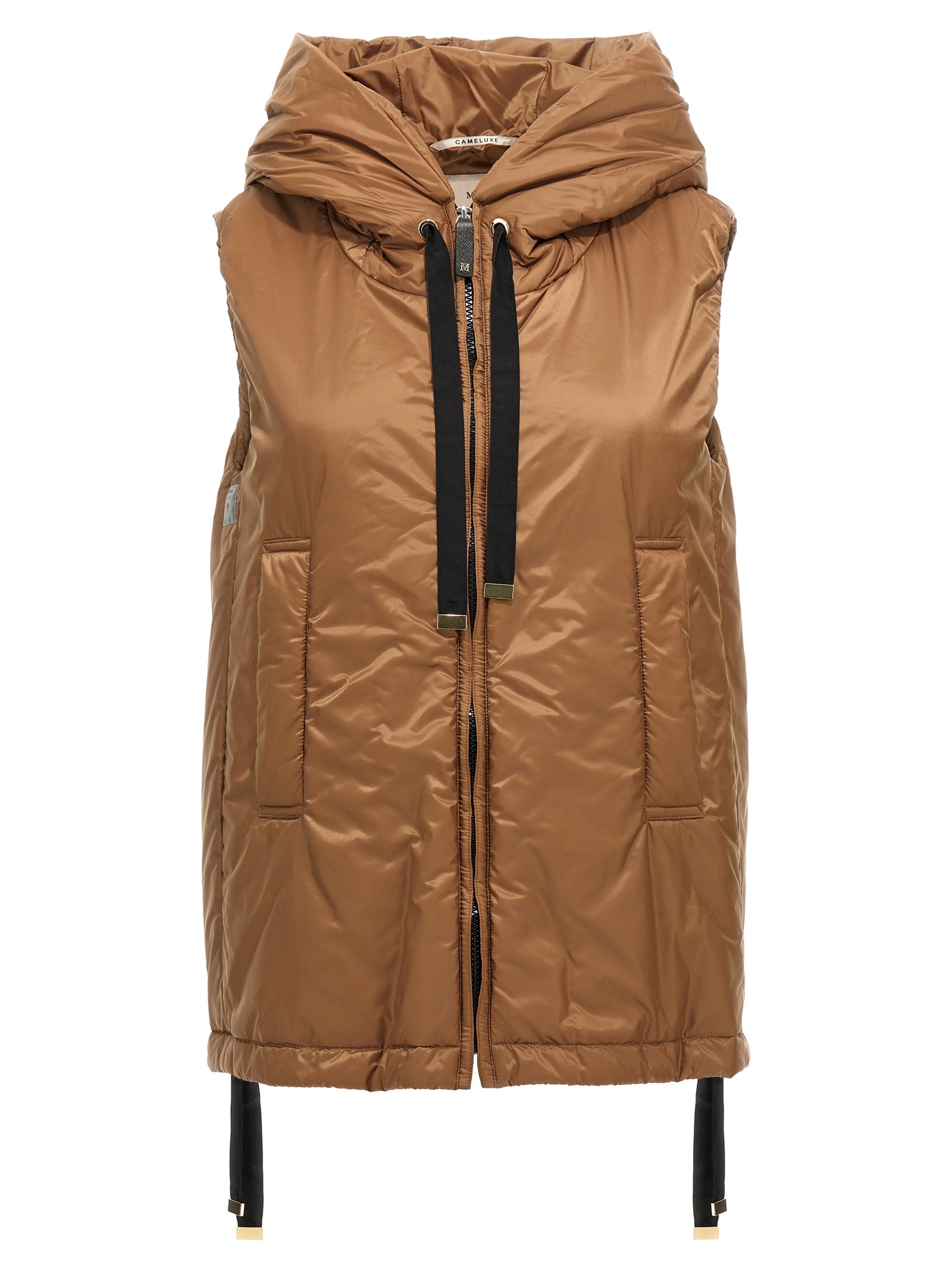 Max Mara Brown Polyester Sleeveless Jacket Max Mara