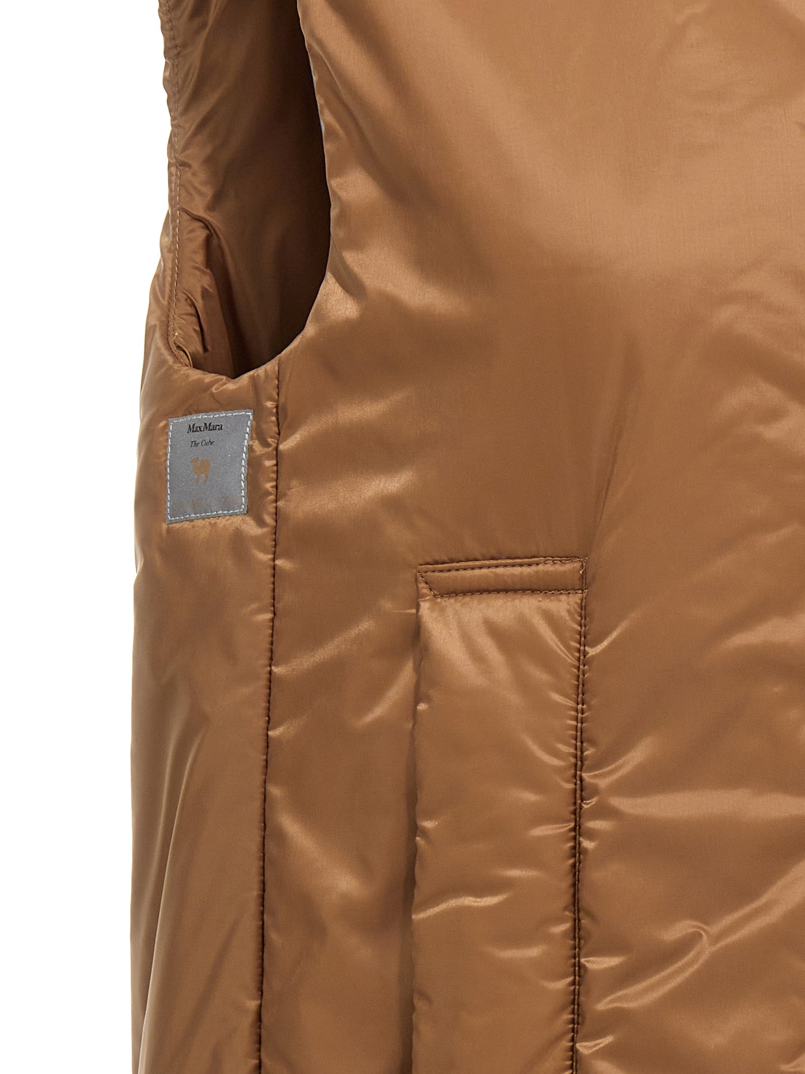Max Mara Brown Polyester Sleeveless Jacket Max Mara
