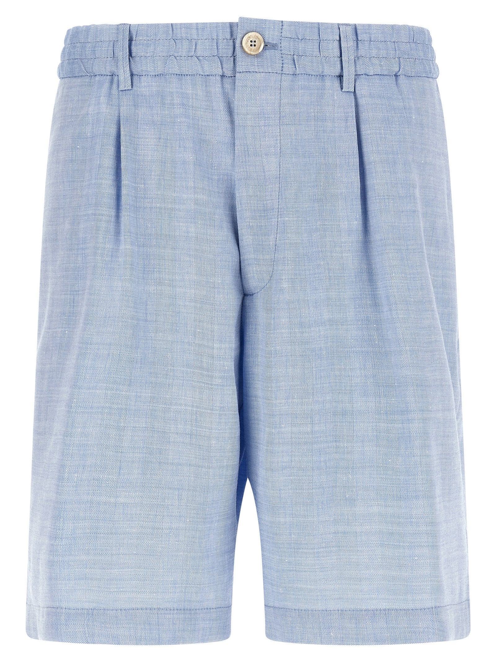 Brunello Cucinelli Blue Linen Bermuda Shorts Brunello Cucinelli