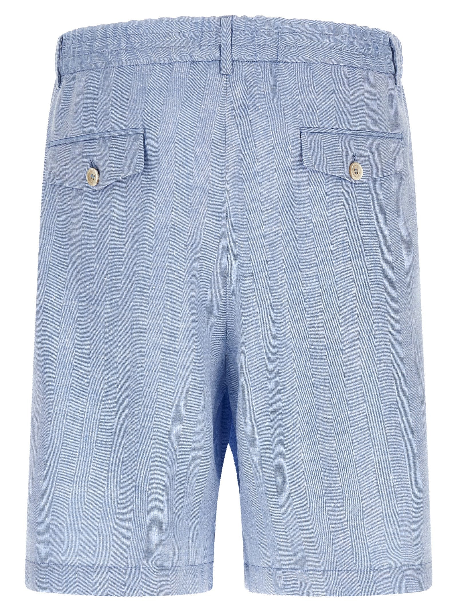 Brunello Cucinelli Blue Linen Bermuda Shorts Brunello Cucinelli