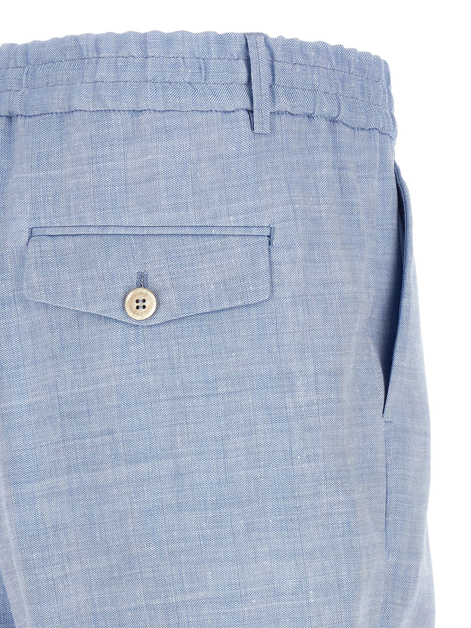 Brunello Cucinelli Blue Linen Bermuda Shorts Brunello Cucinelli