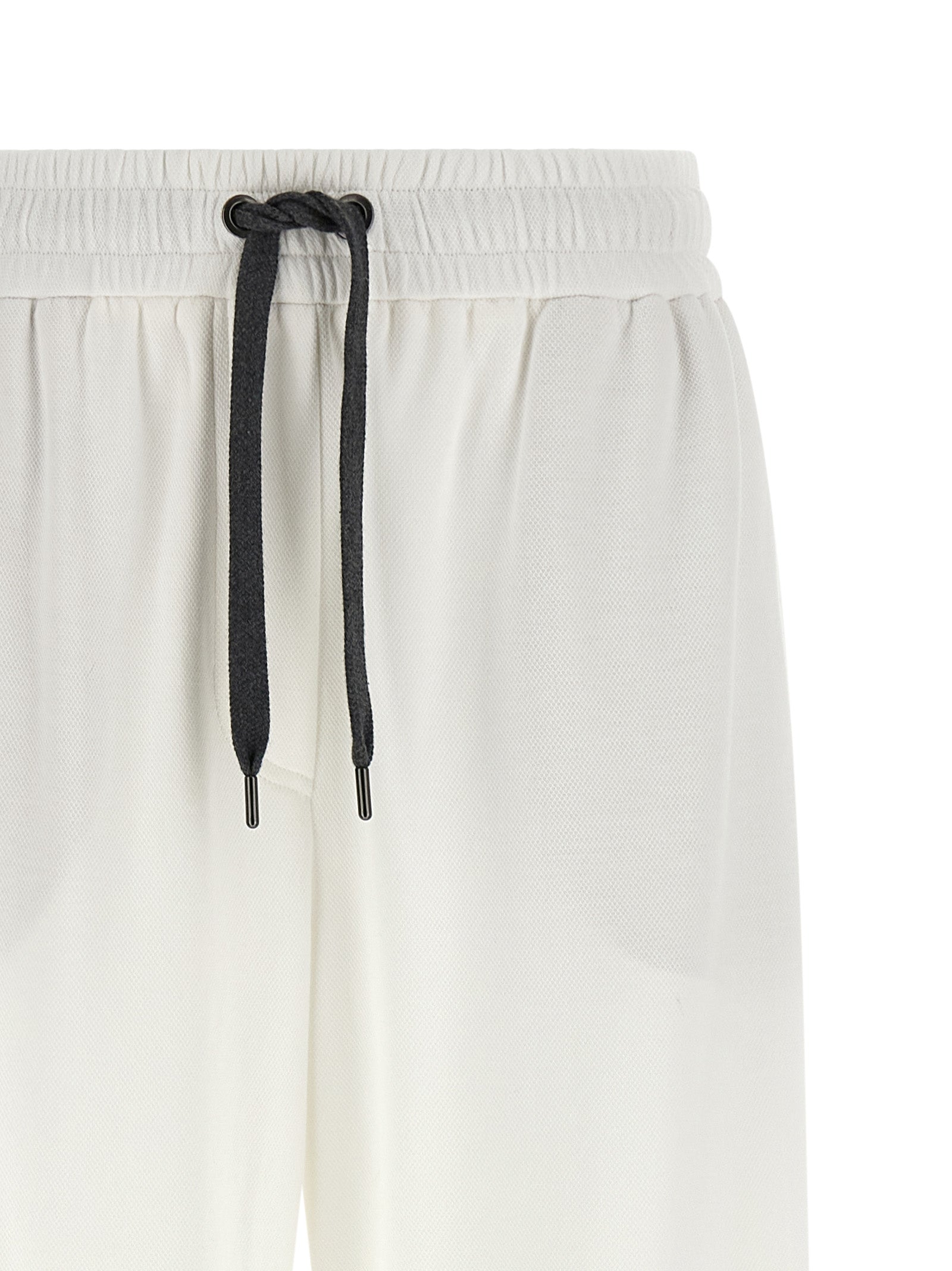 Brunello Cucinelli White Cotton Joggers (Workout Pants) Brunello Cucinelli