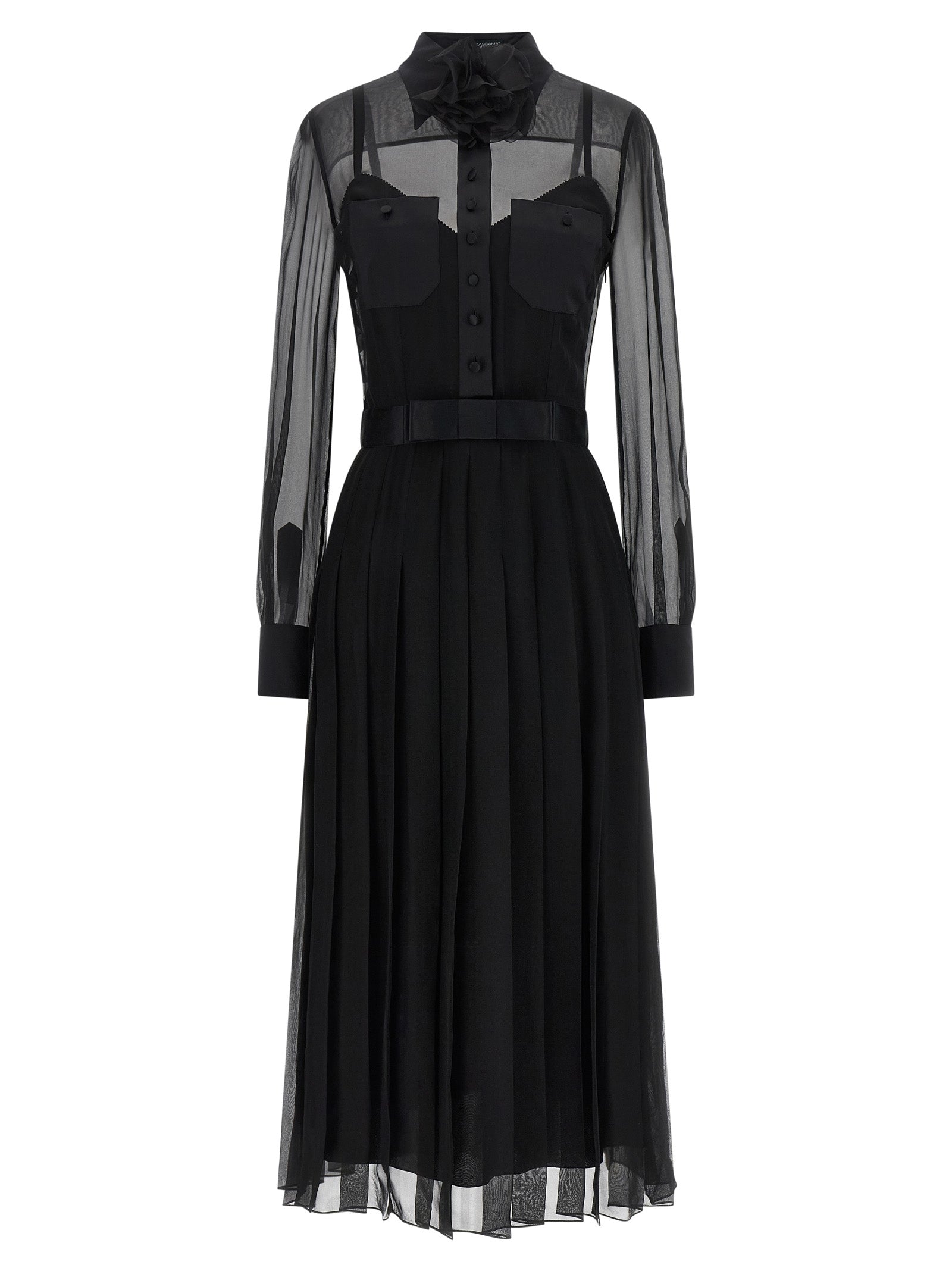 Dolce & Gabbana Black Silk Midi Dress Dolce & Gabbana