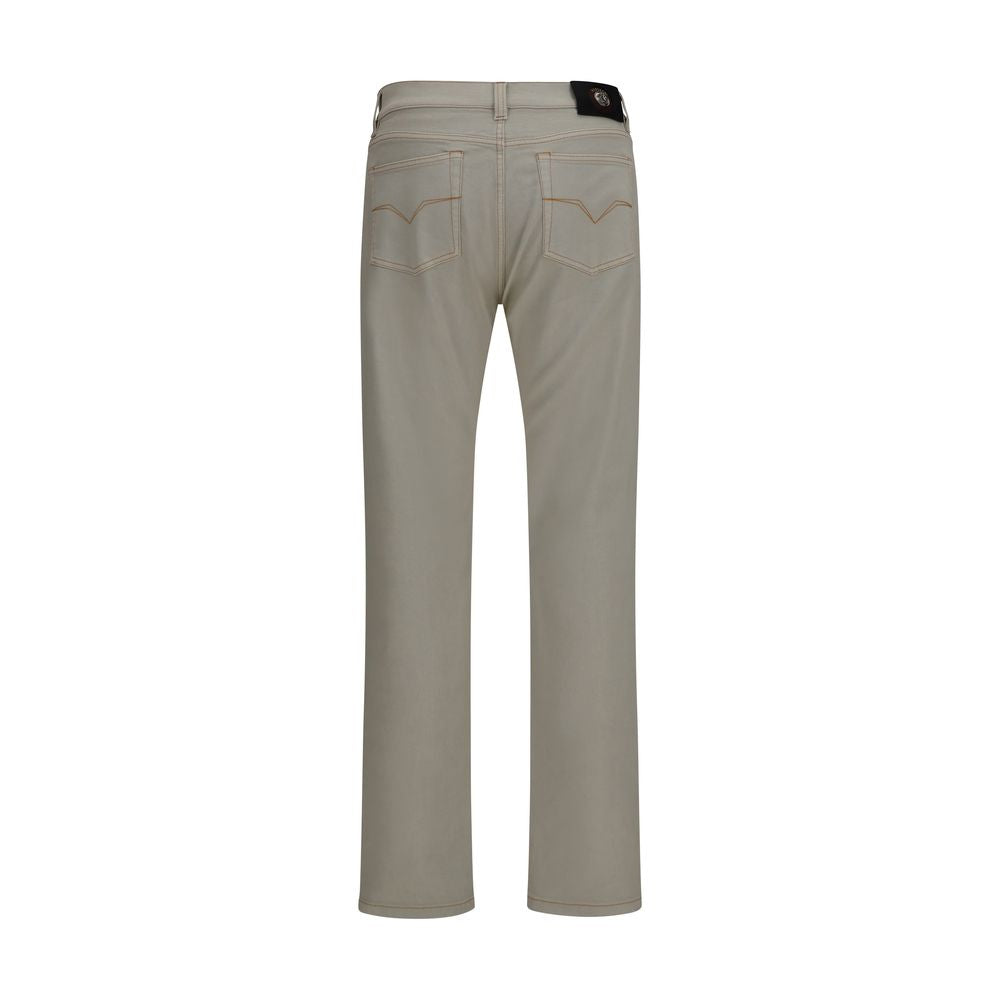 Versace Beige Cotton Tapered Jeans Versace