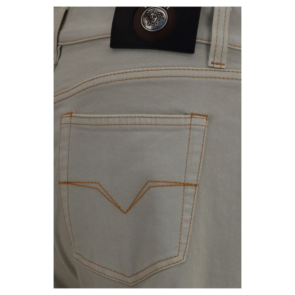 Versace Beige Cotton Tapered Jeans Versace