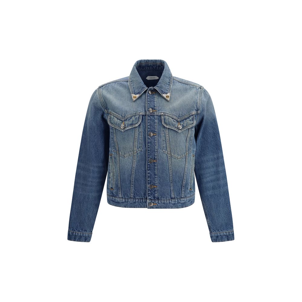 Versace Blue Cotton Denim Jacket Versace