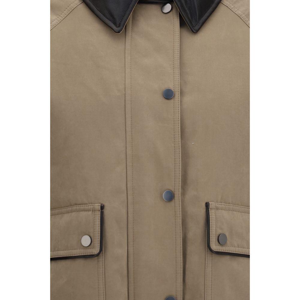 Brunello Cucinelli Beige Cotton Leather Jacket Brunello Cucinelli