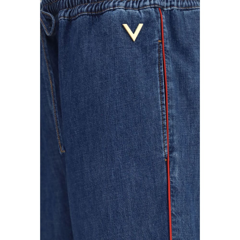 Valentino Garavani Blue Polyester Casual Pants Valentino Garavani