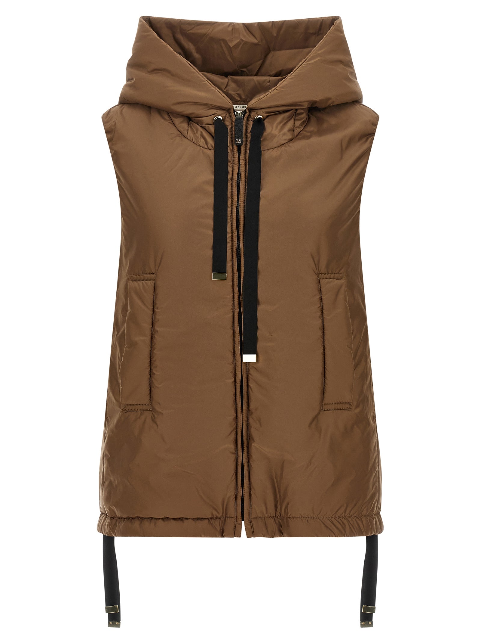 Max Mara Brown Polyester Sleeveless Jacket Max Mara