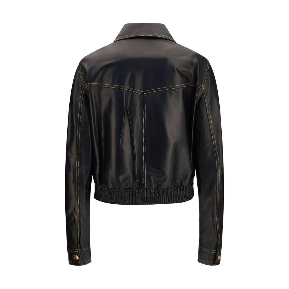 Versace Black Lamb Ovis Aries Aries Leather Jacket Versace