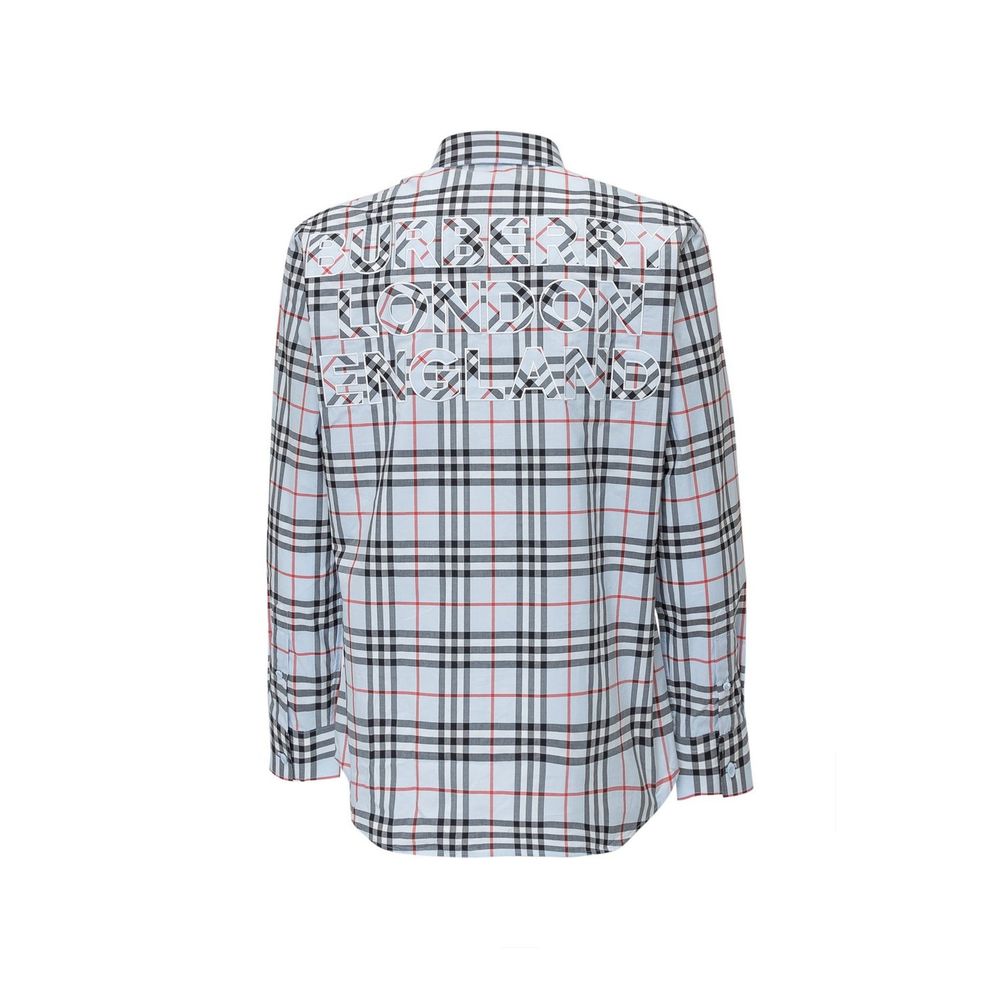 Burberry Blue Cotton Dress Shirt Burberry