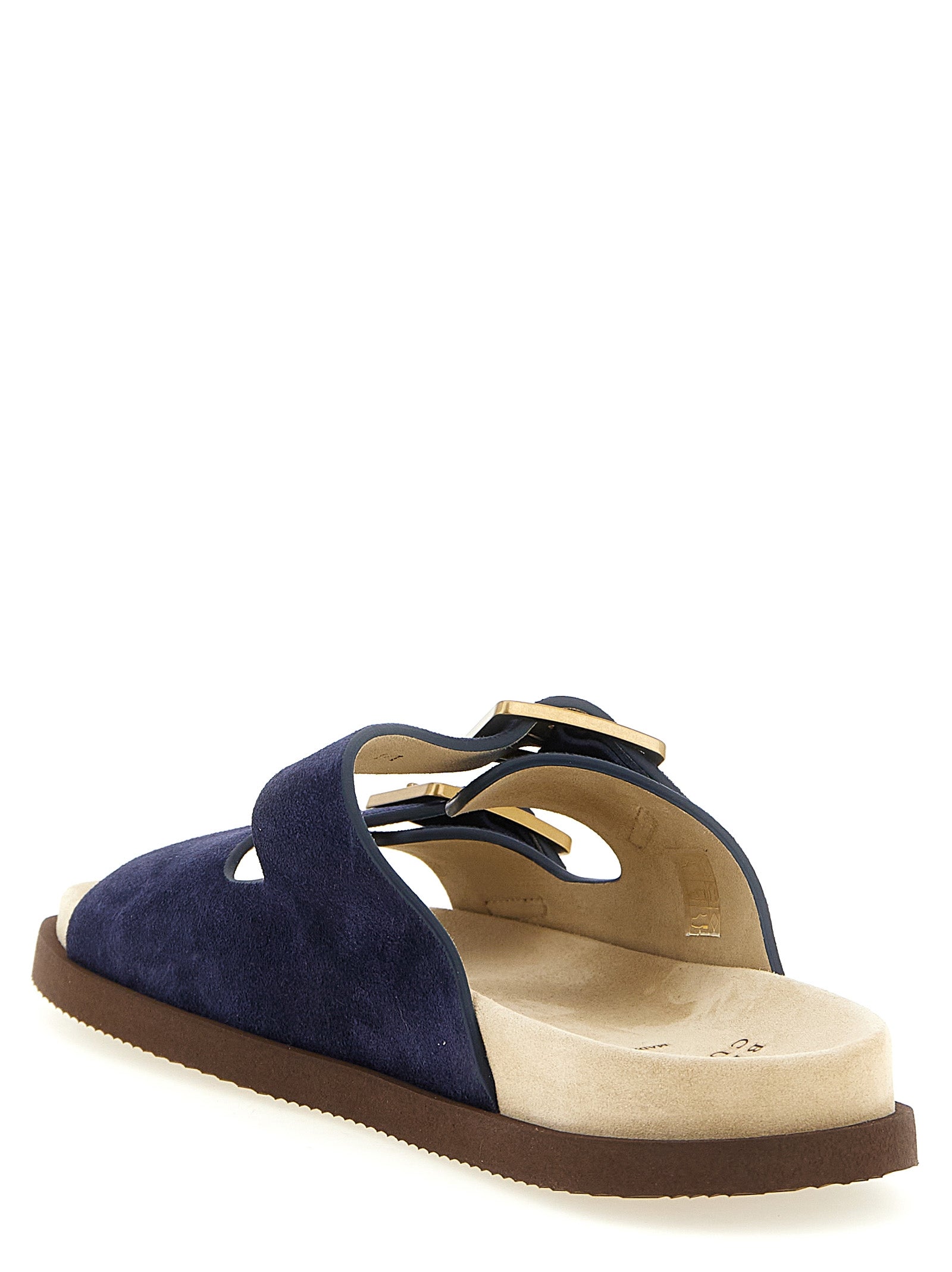 Brunello Cucinelli Blue Calfskin Slides Brunello Cucinelli