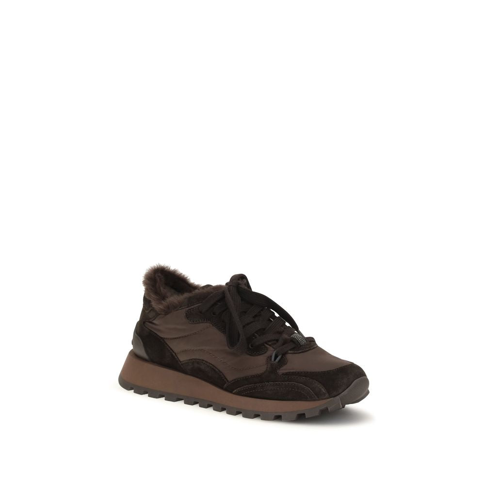 Brunello Cucinelli Black Calf Leather Bos Taurus Athletic Sneakers Brunello Cucinelli