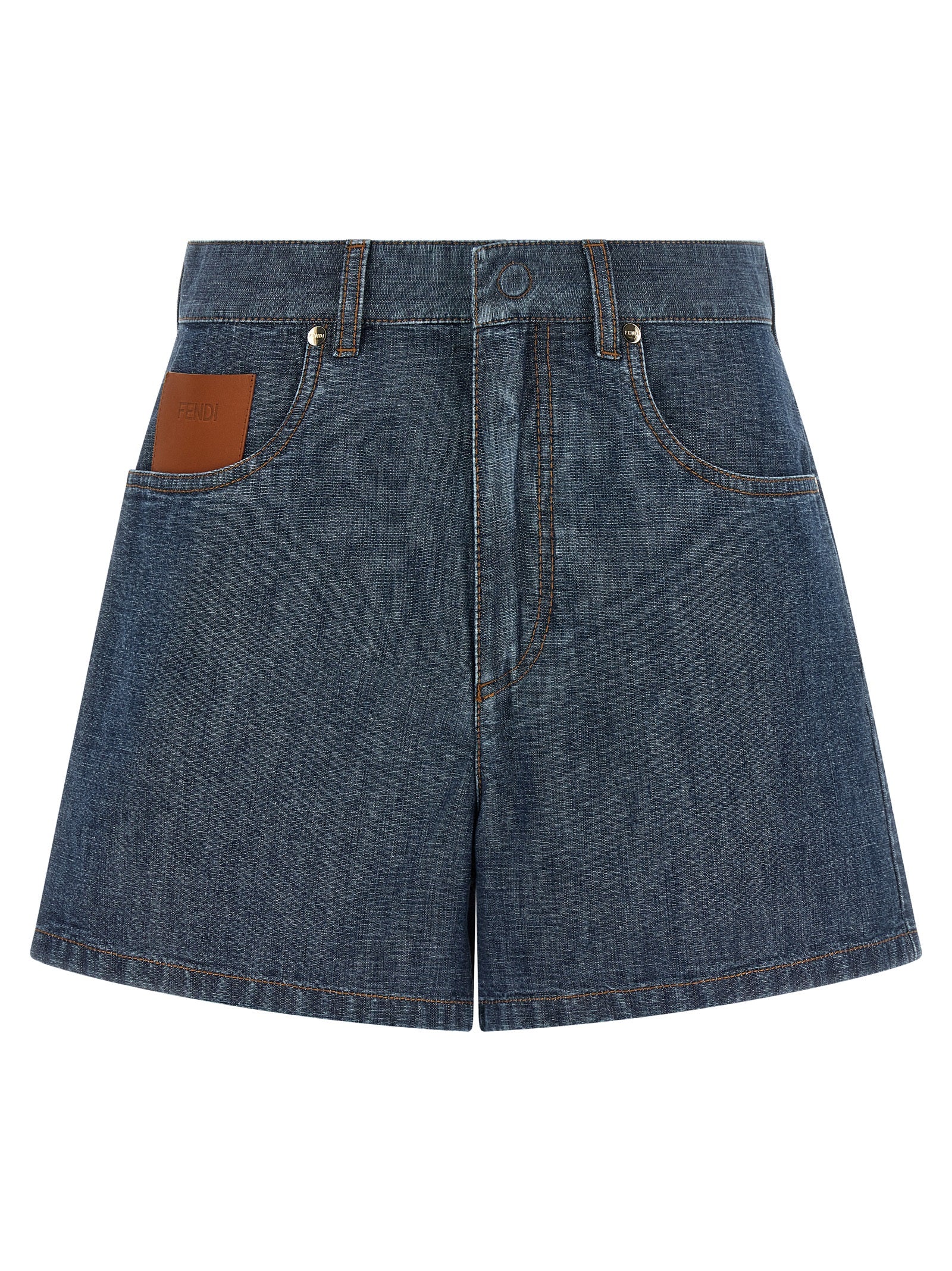 Fendi Blue Cotton Bermuda Shorts Fendi