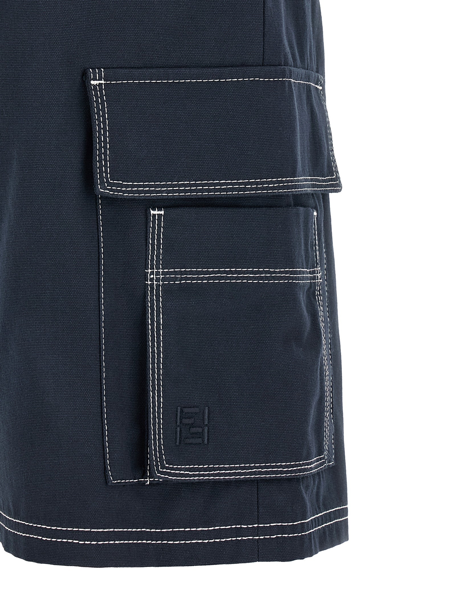 Fendi Blue Cotton Bermuda Shorts Fendi