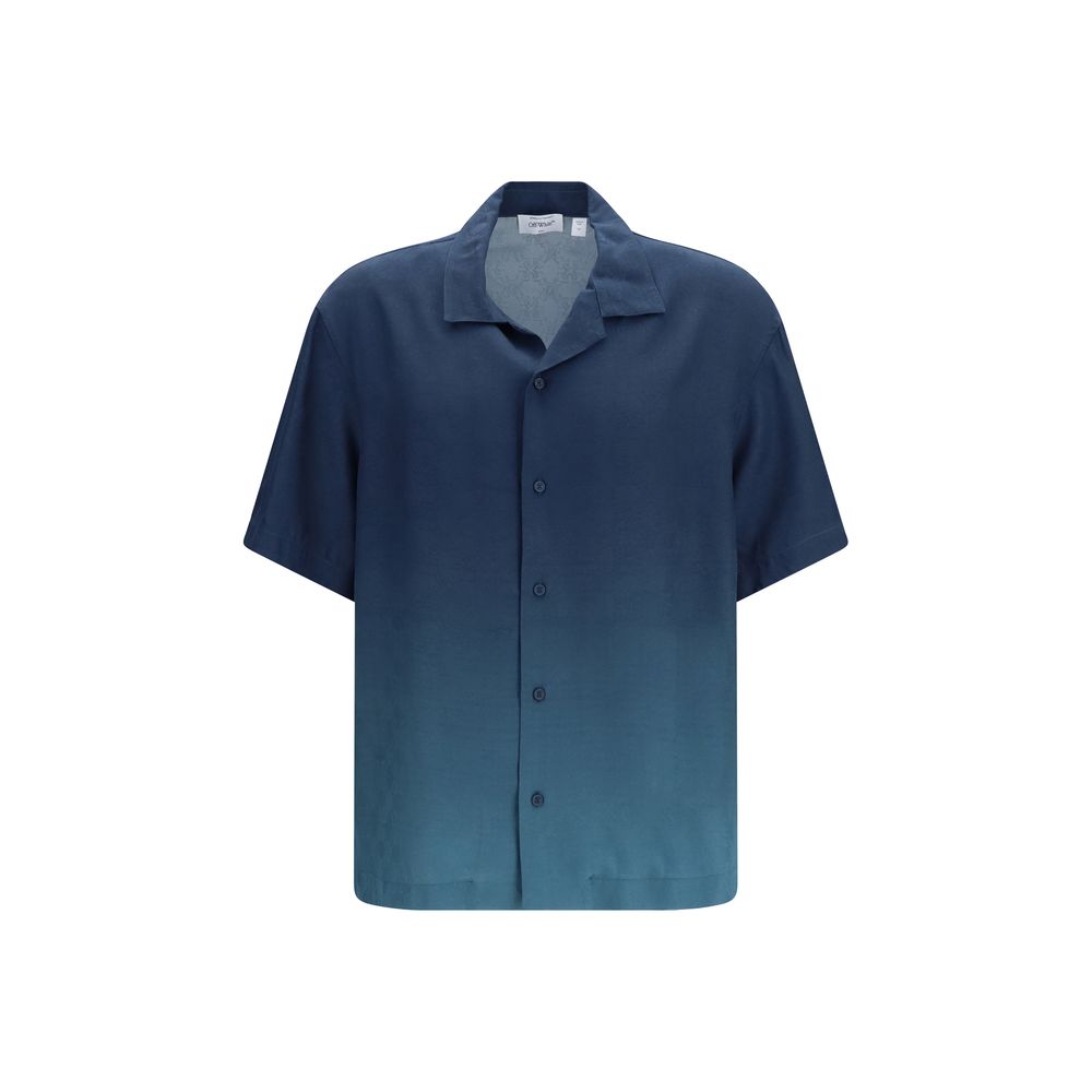 Off-White Blue Viscose Pattern Shirt Off-White