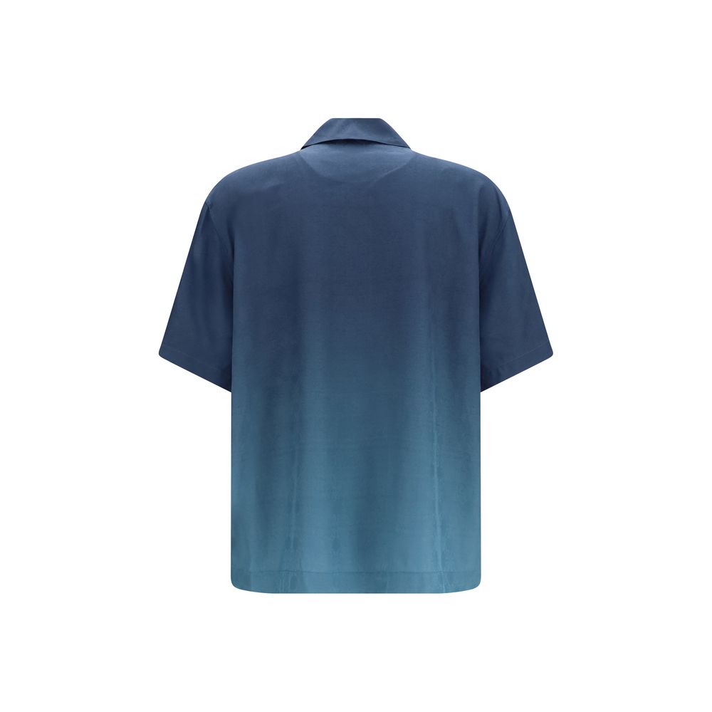 Off-White Blue Viscose Pattern Shirt Off-White