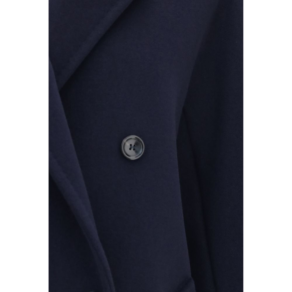 Max Mara Blue Wool Oves Aries Full-Length Jacket Max Mara
