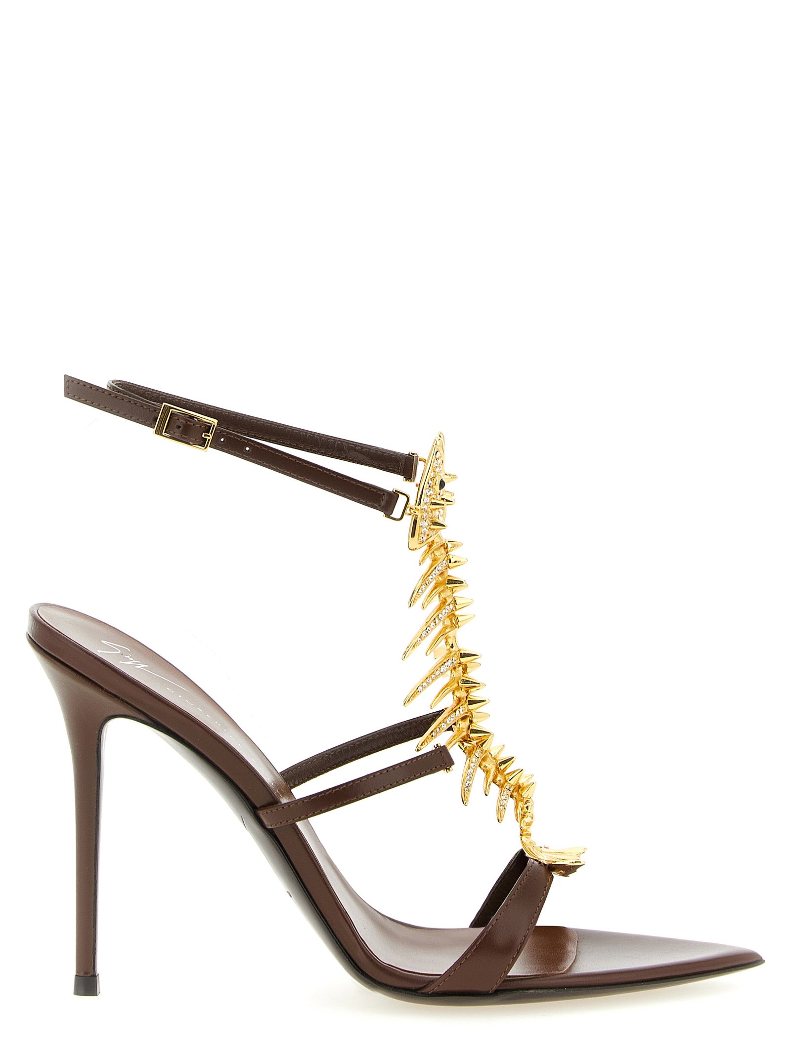 Giuseppe Zanotti Brown Lamb Leather Stiletto Heel Sandals Giuseppe Zanotti