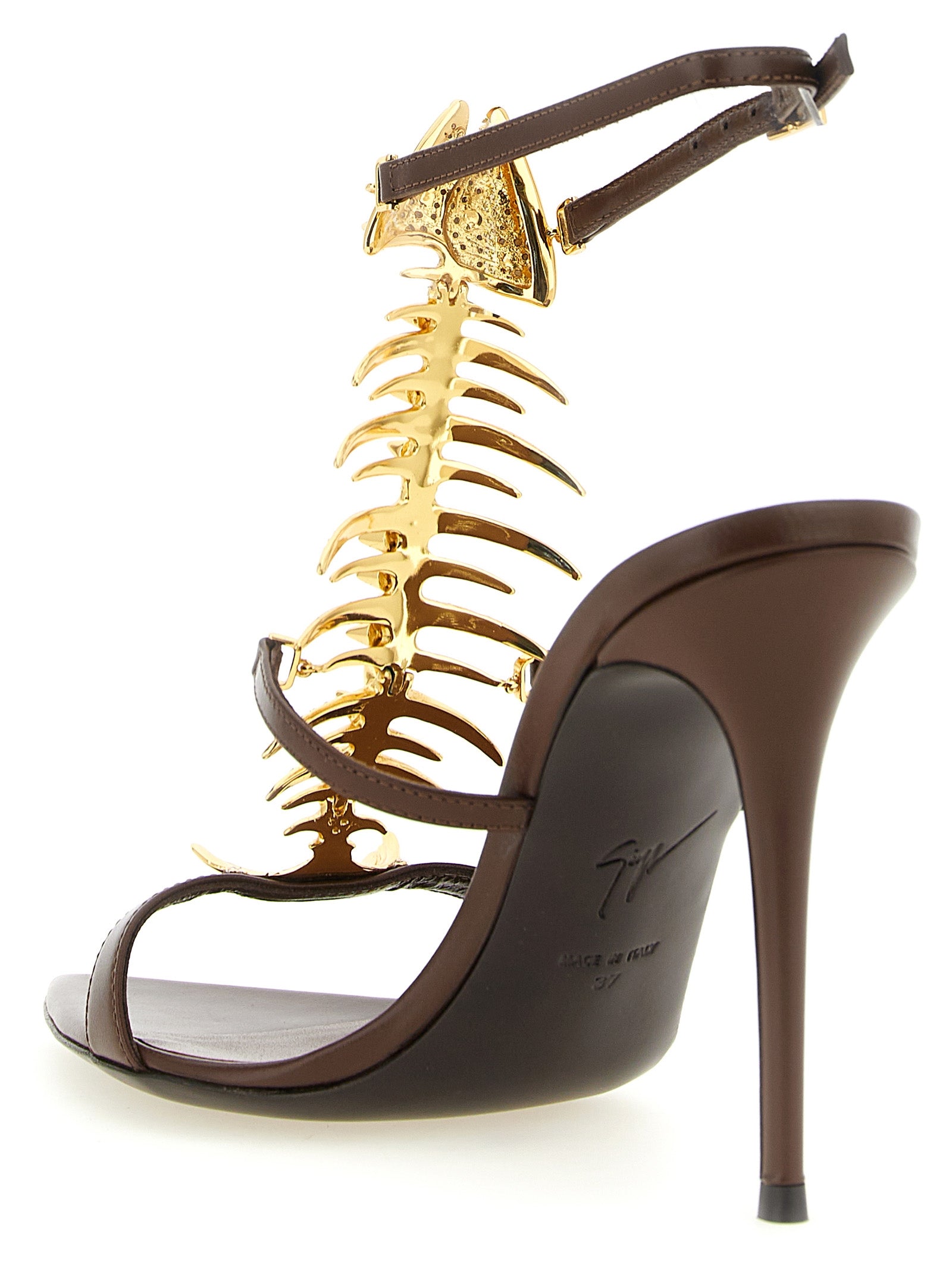Giuseppe Zanotti Brown Lamb Leather Stiletto Heel Sandals Giuseppe Zanotti