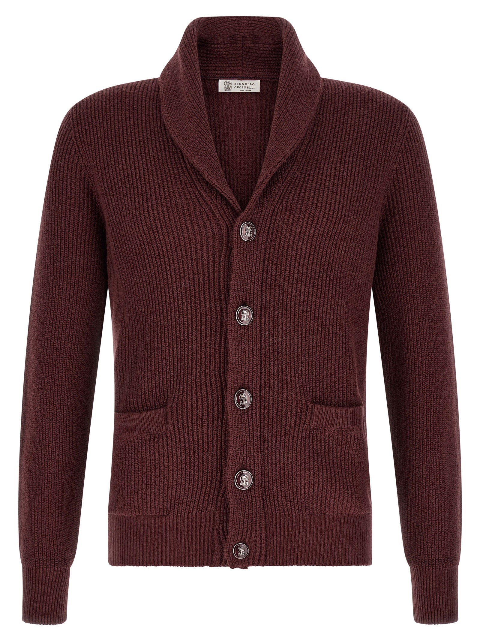 Brunello Cucinelli Bordeaux Cotton Cardigan Brunello Cucinelli