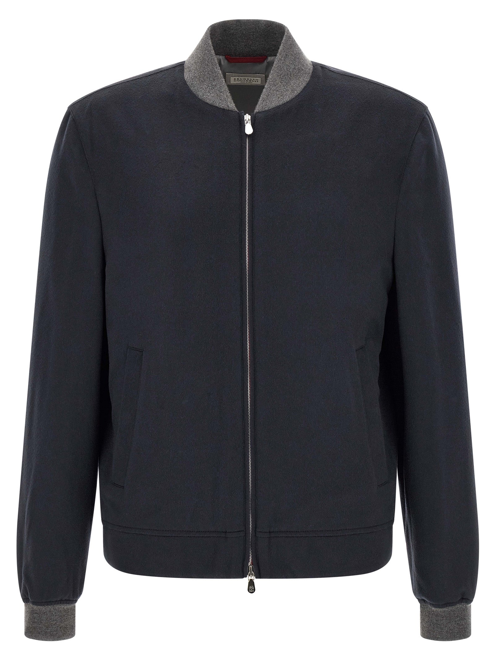 Brunello Cucinelli Blue Cashmere Bomber Brunello Cucinelli