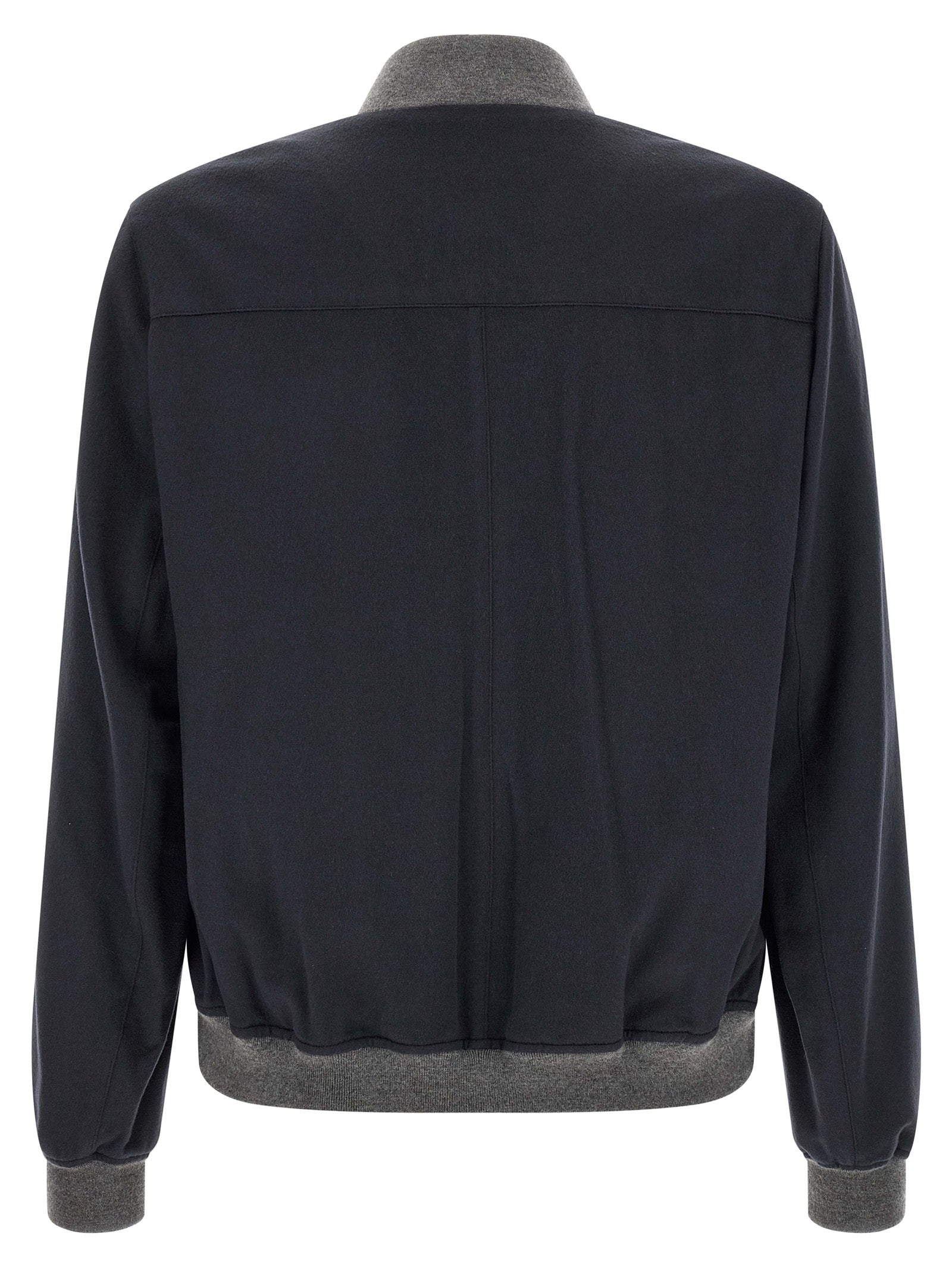 Brunello Cucinelli Blue Cashmere Bomber Brunello Cucinelli