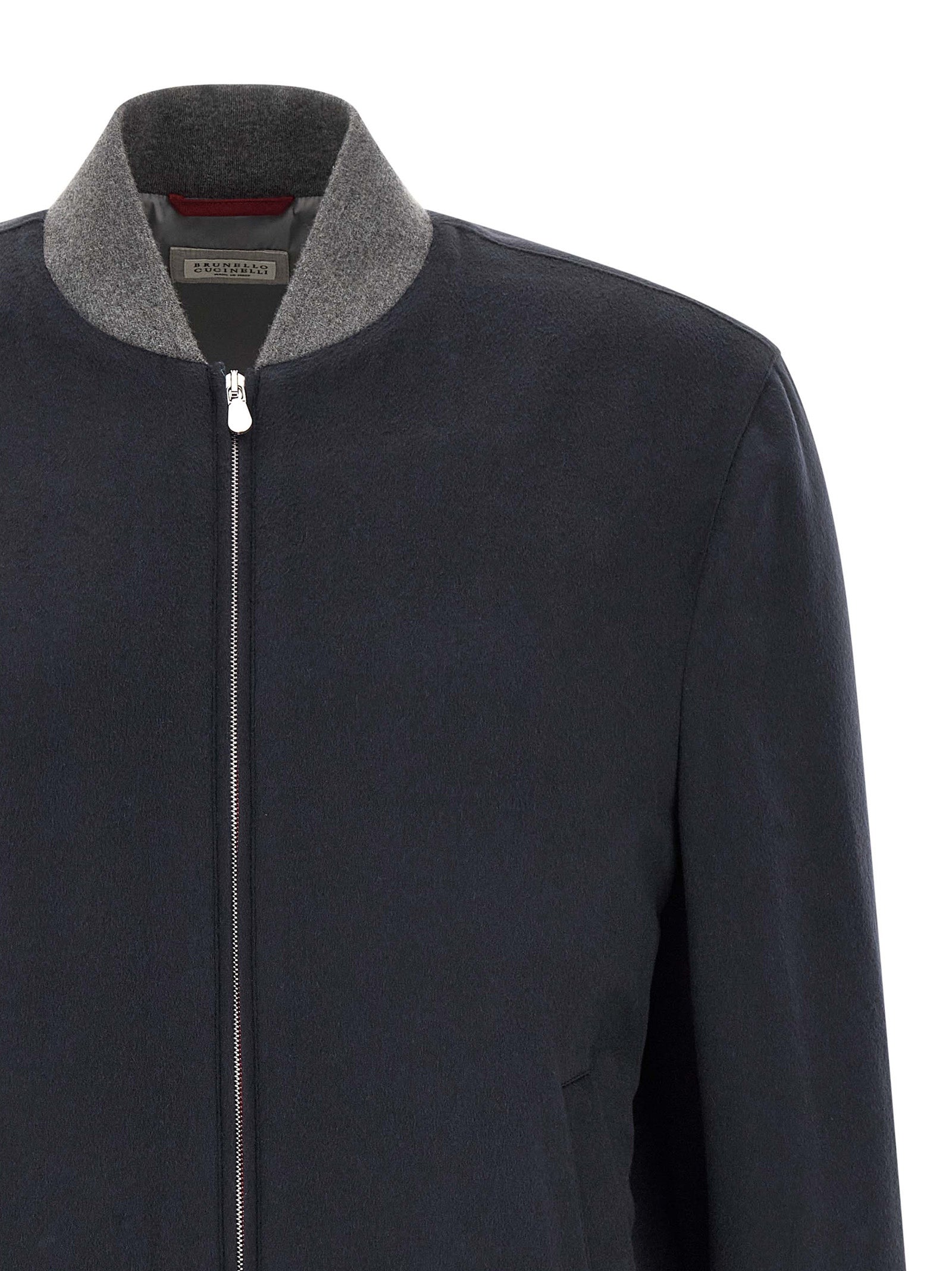 Brunello Cucinelli Blue Cashmere Bomber Brunello Cucinelli