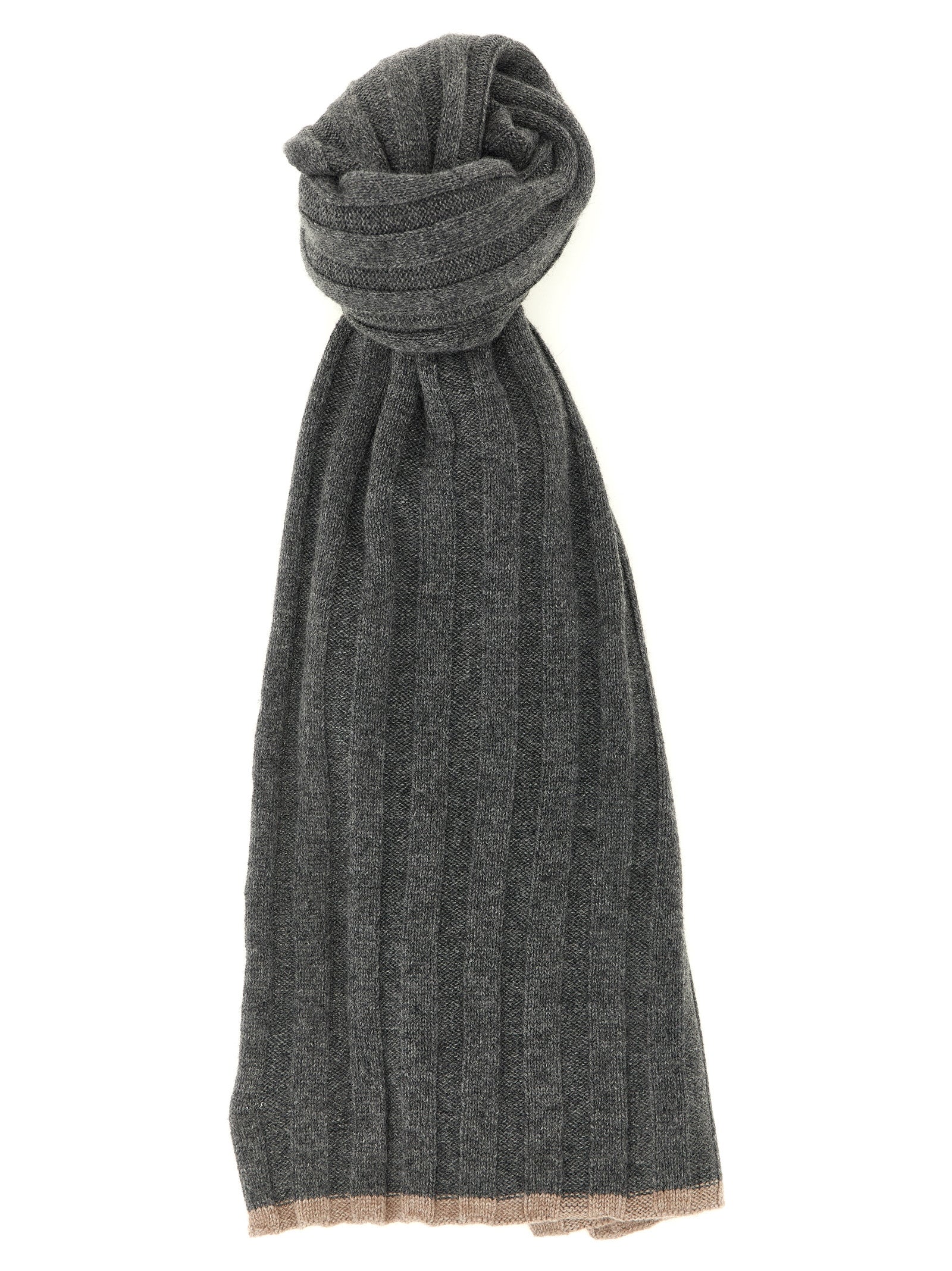 Brunello Cucinelli Gray Cashmere Scarf Brunello Cucinelli